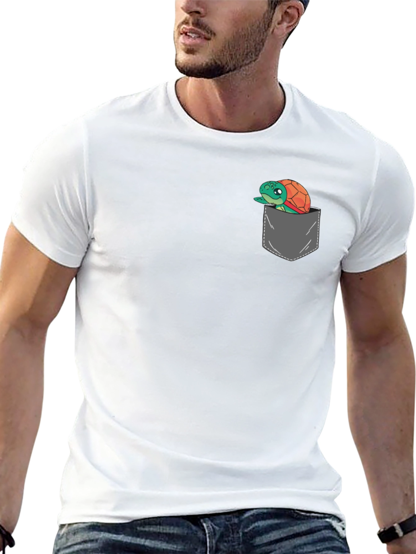 Turtle in Pocket Graphic T-Shirt