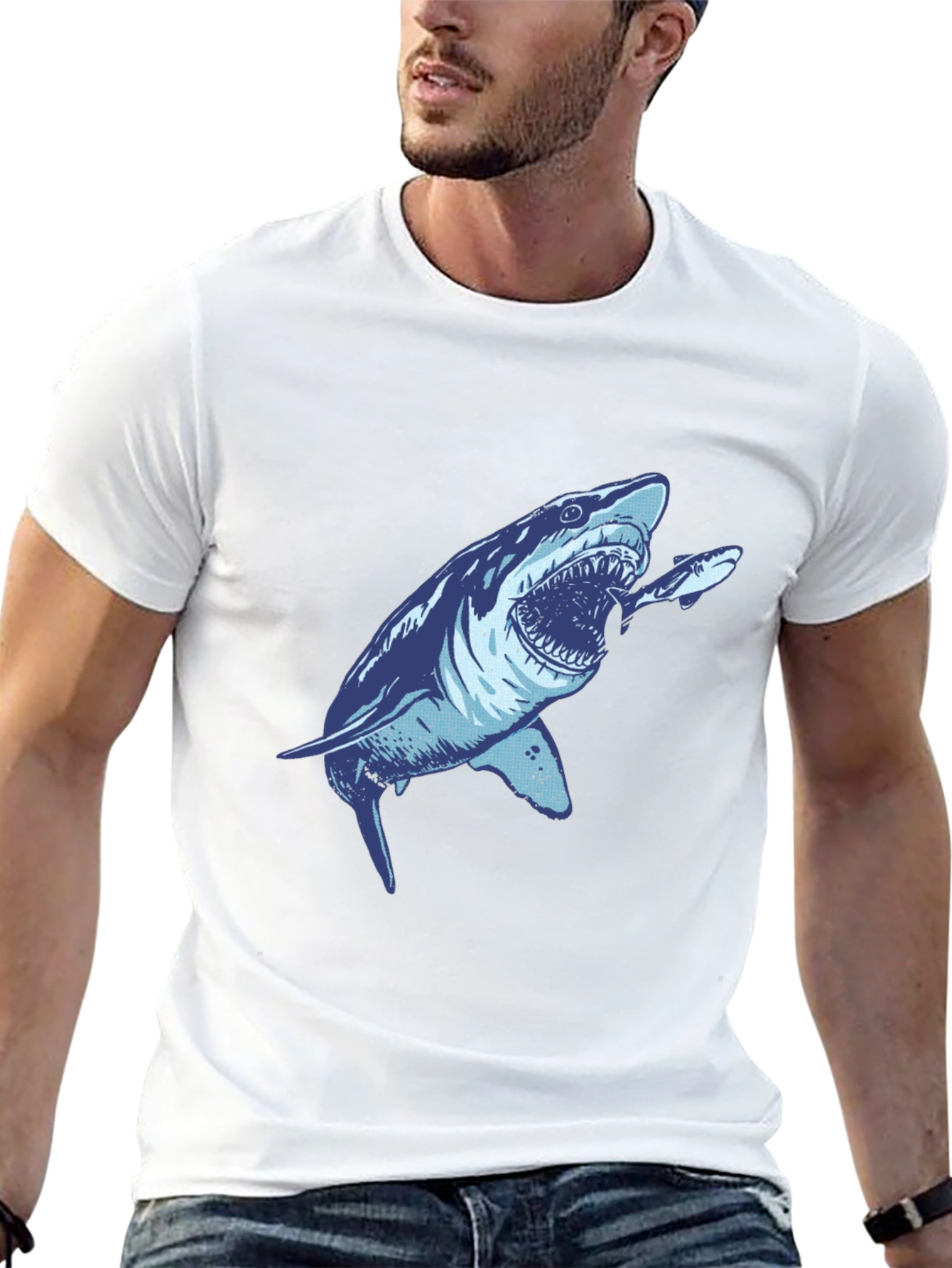 Shark Attack Graphic Tee - Mens Black T-Shirt