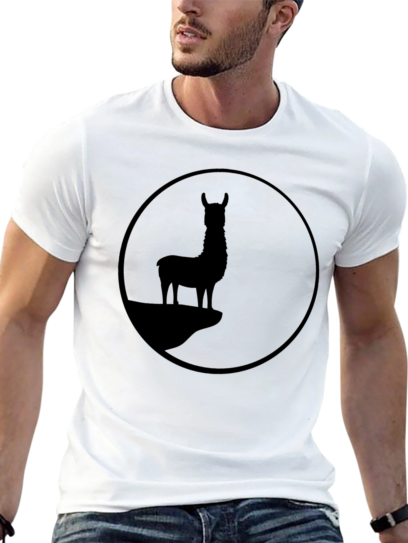 Llama Silhouette Graphic Tee - Black Cotton Blend