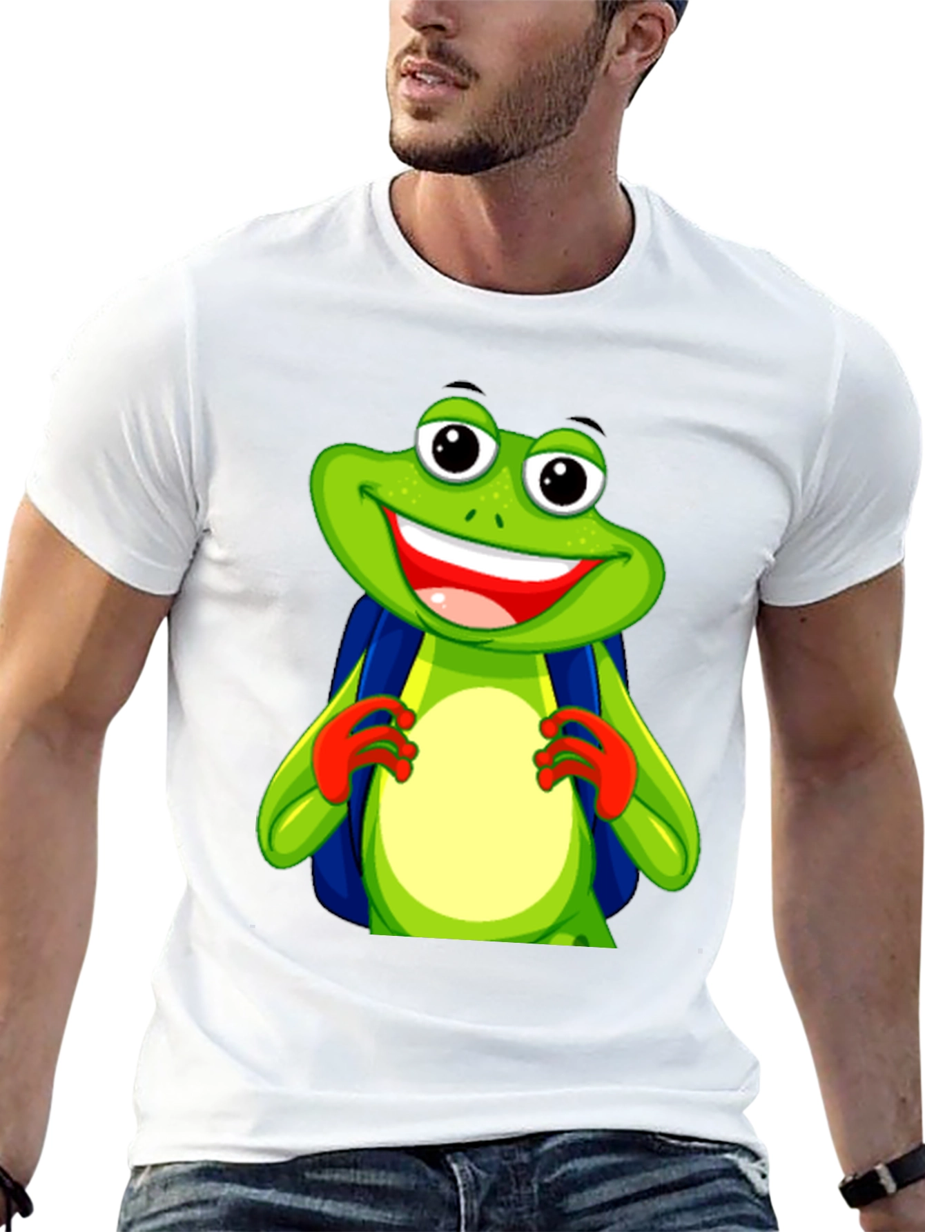 Frog with Backpack Graphic T-Shirt
