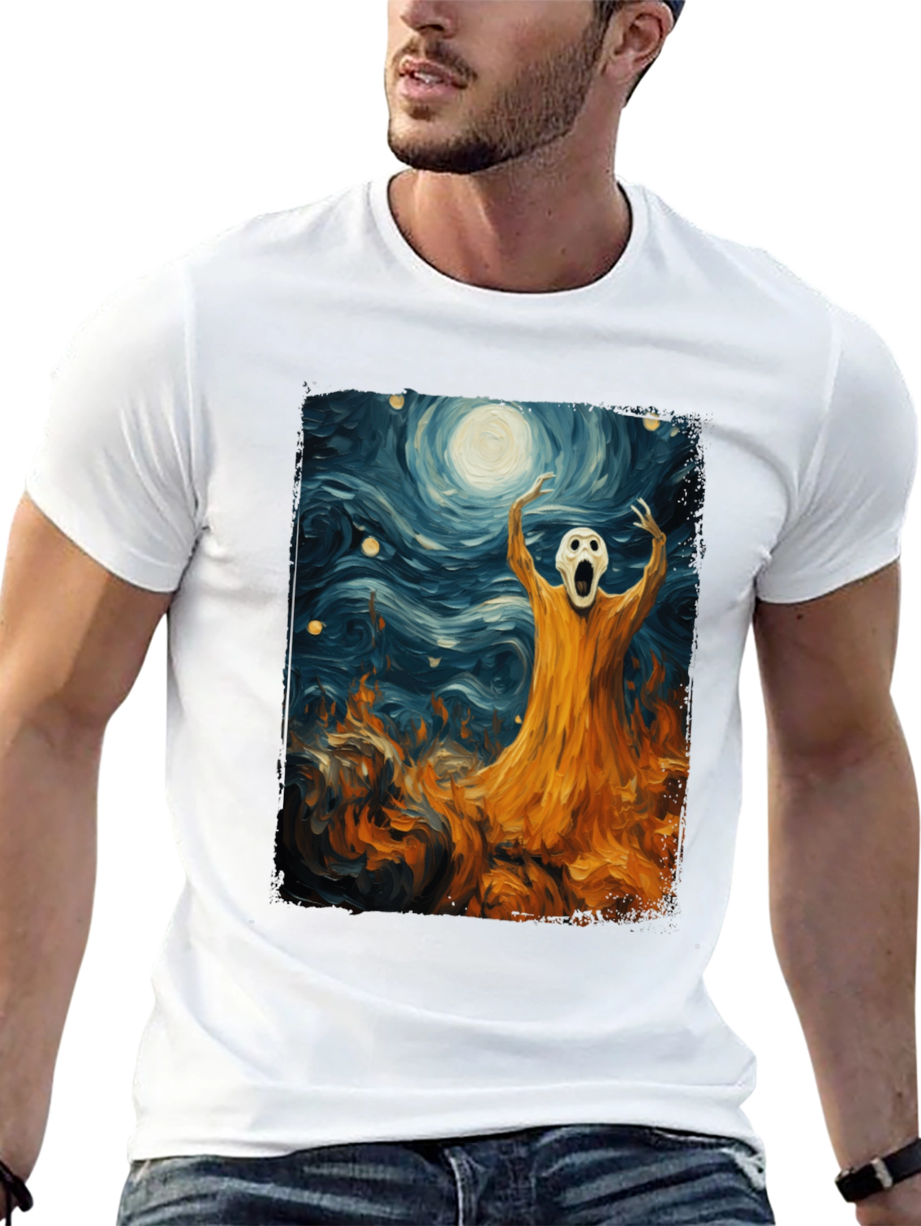 Starry Scream Graphic Tee - Artistic Comfort