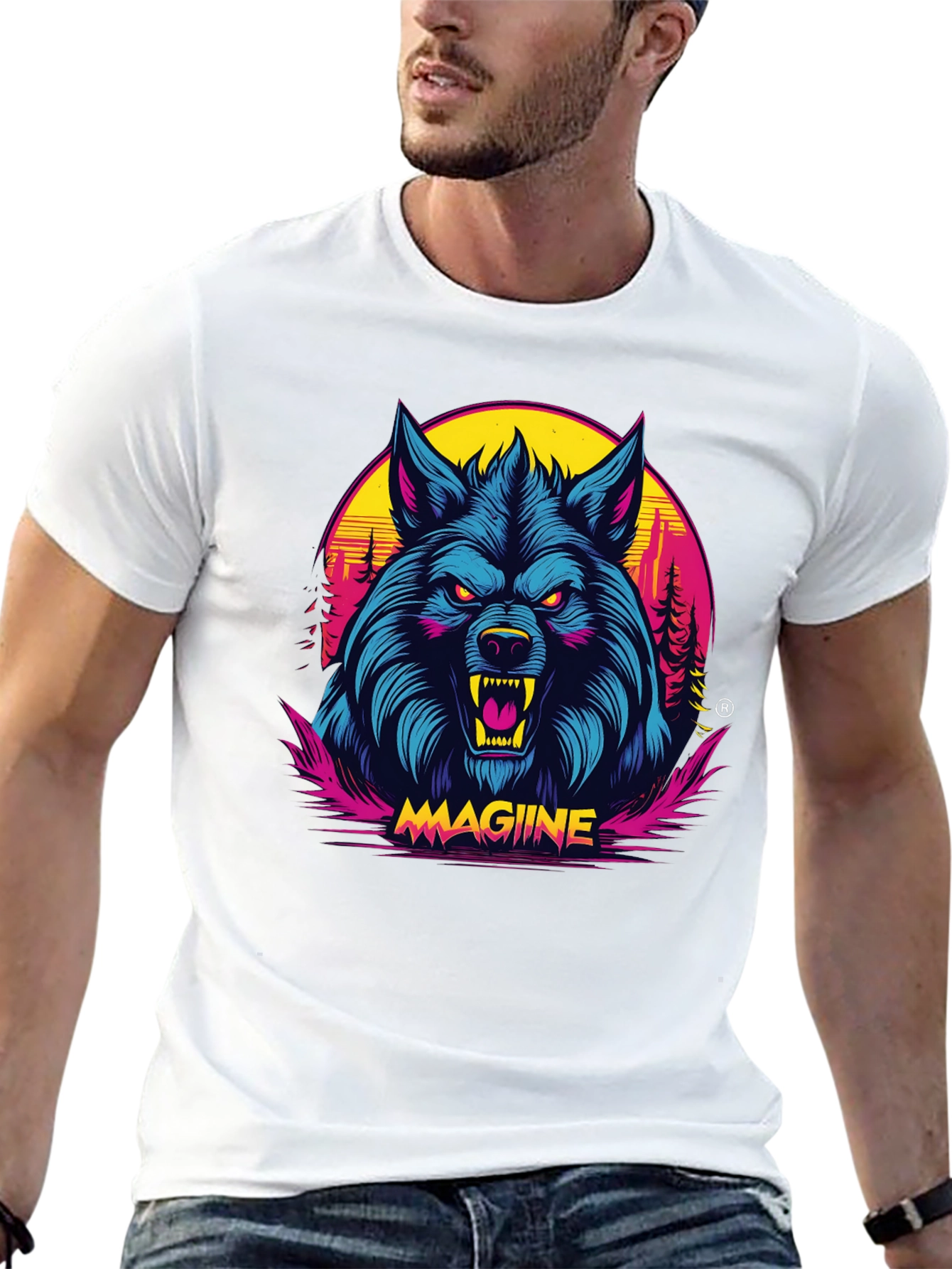 MAGIINE Wolf Graphic Tee - Retro Style