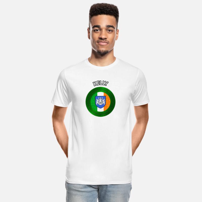 Kelly Coat of Arms on Shamrock Irish Flag