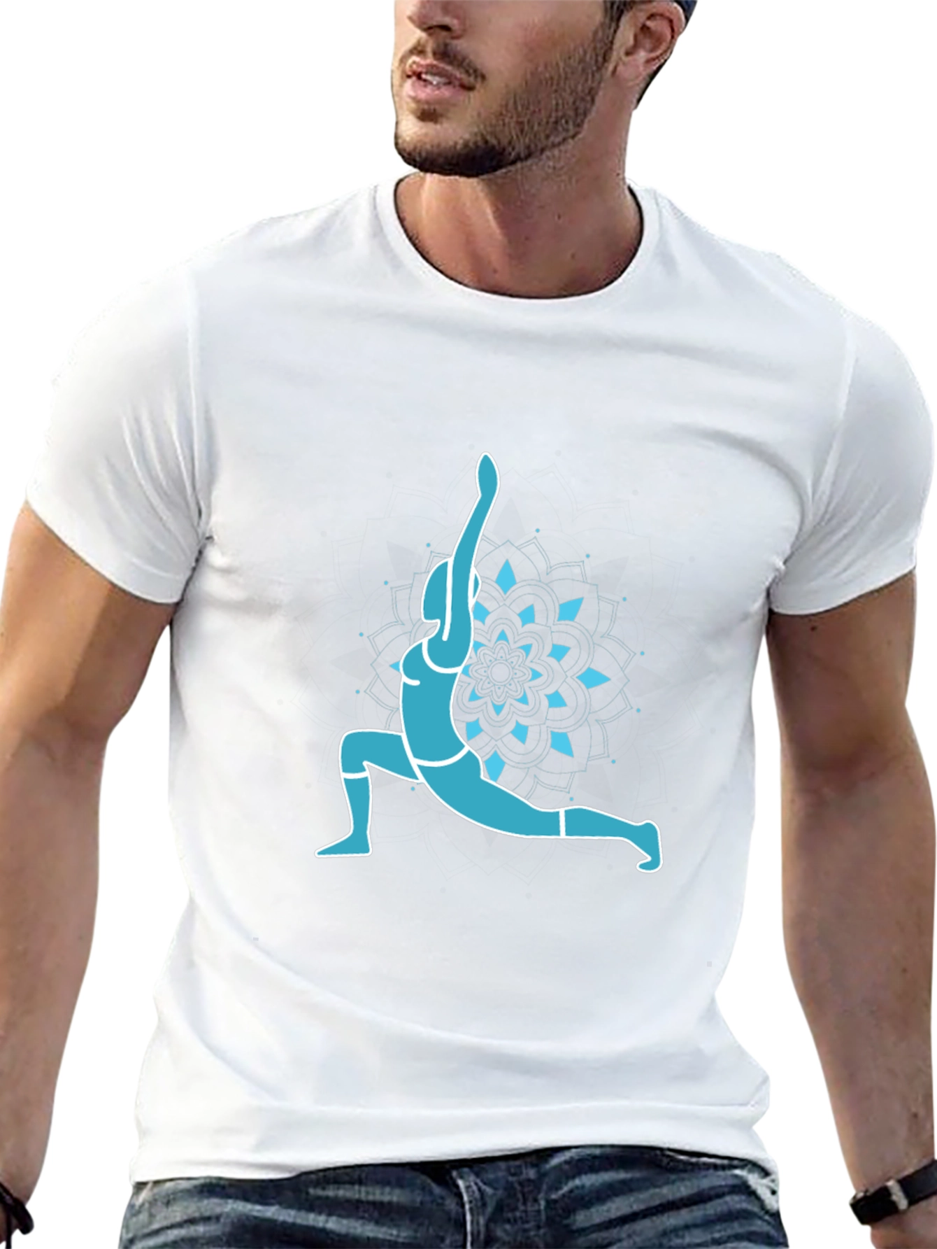 Yoga Pose Graphic Tee - Black Cotton Blend