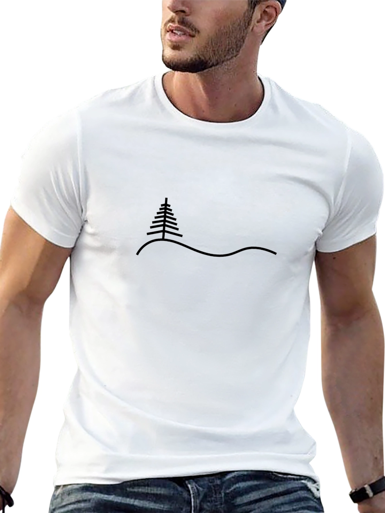 Minimalist Tree Graphic Black T-Shirt
