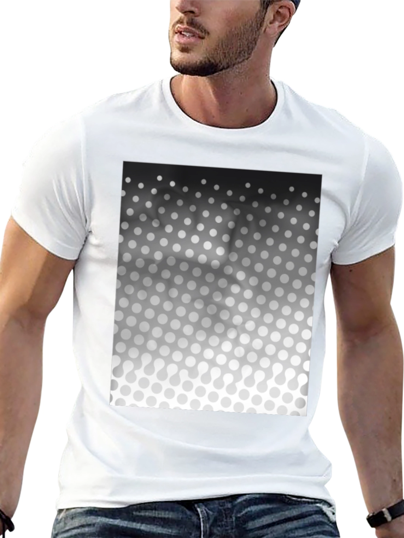 Modern Black T-Shirt with Geometric Gradient Design