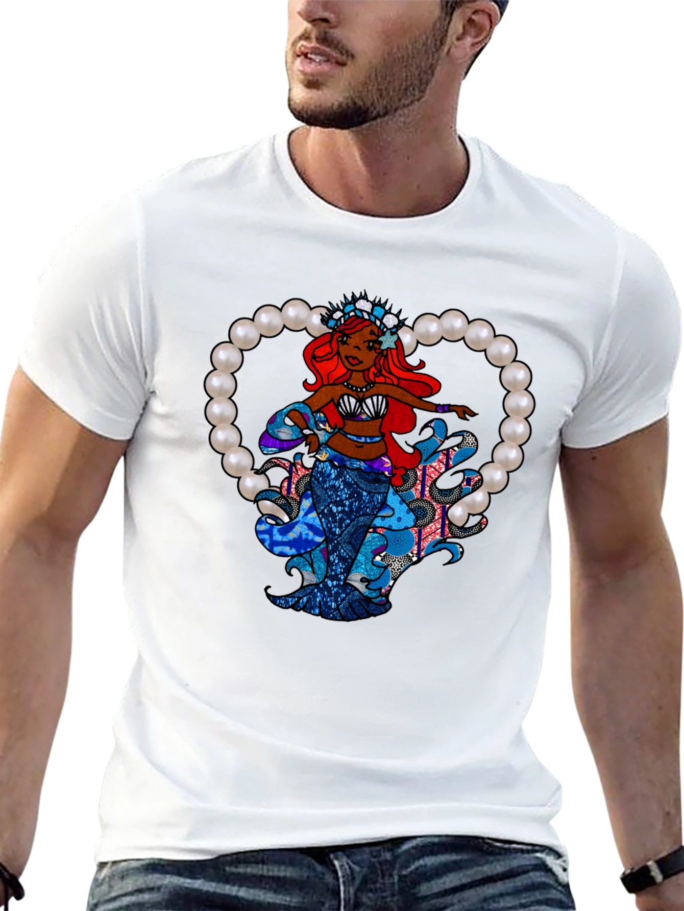 Mermaid Graphic Black T-Shirt