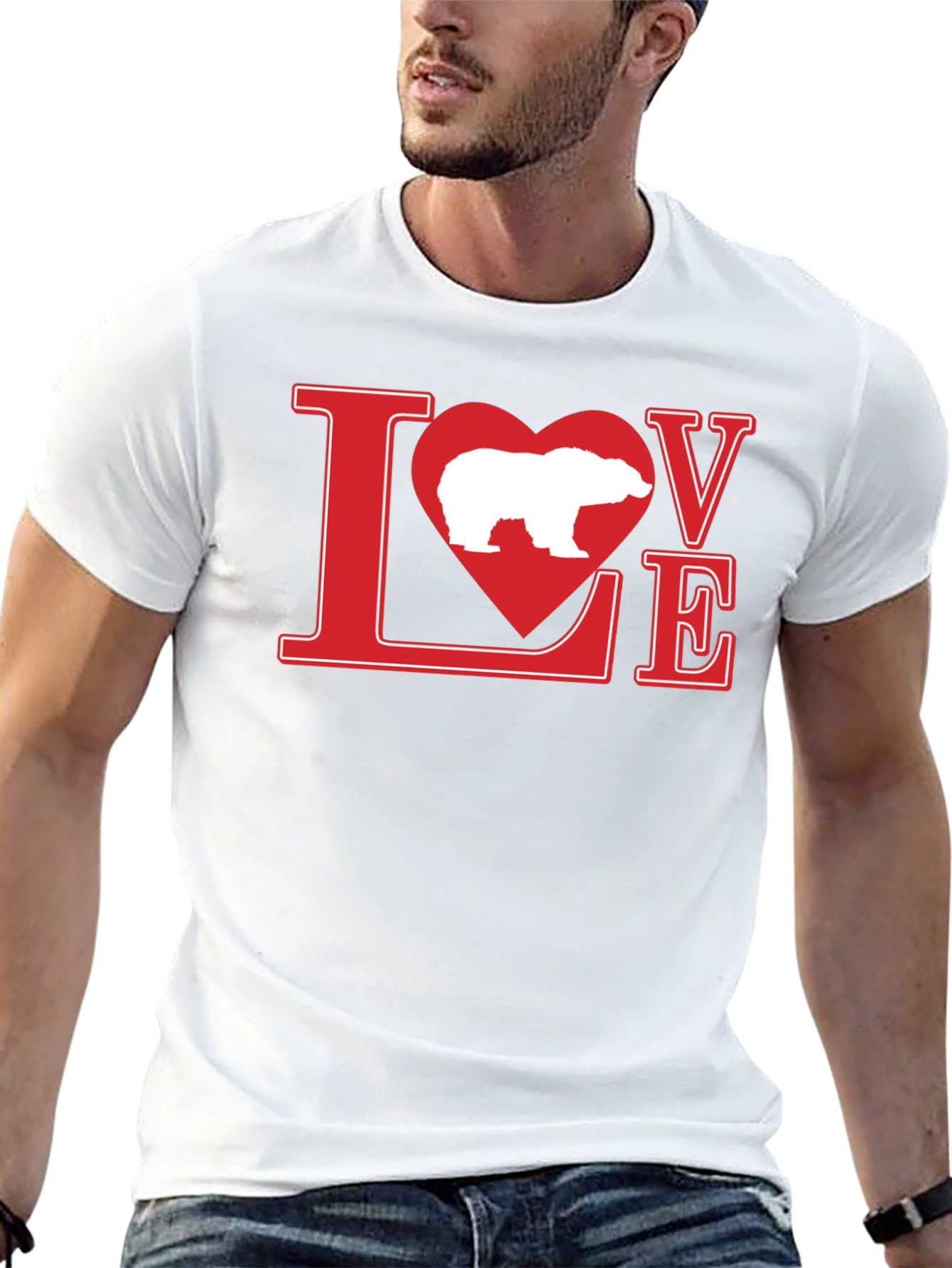 Love Polar Bear Graphic Tee - Black Cotton T-Shirt