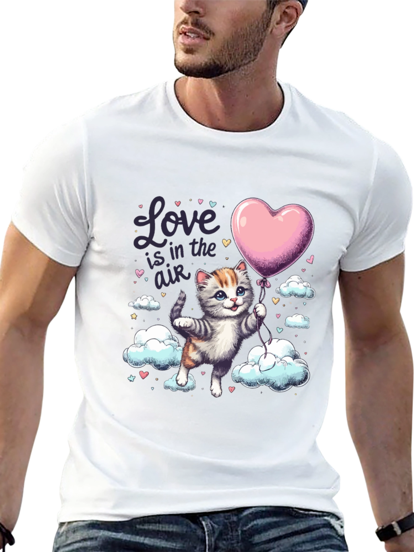 Love is in the Air Cat Graphic Tee