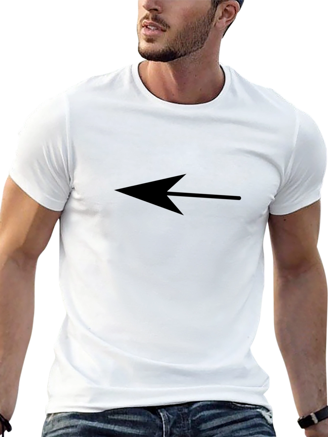 Left Arrow Graphic T-Shirt - Casual Black Tee