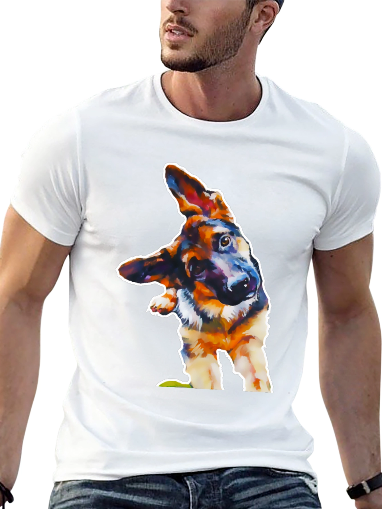 Dog Lover Tee: Artistic German Shepherd Design