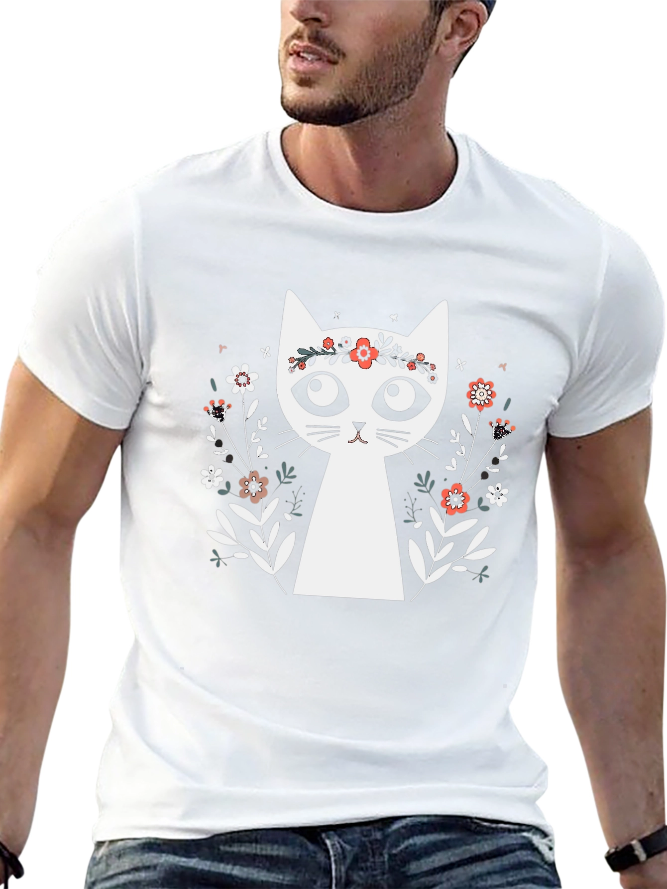 Floral Crown Cat Graphic Tee