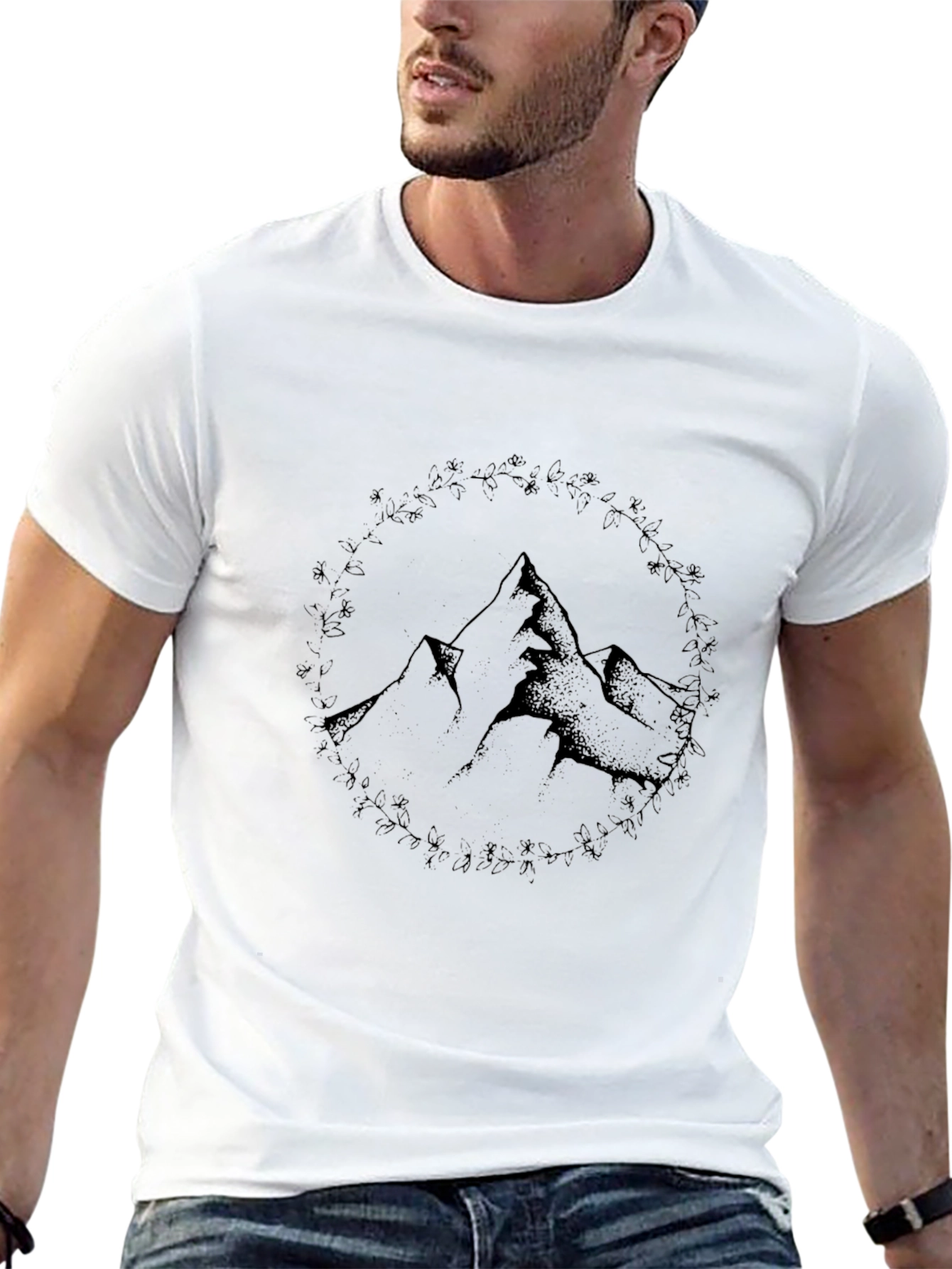 Mountain Graphic Black Crew Neck Tee
