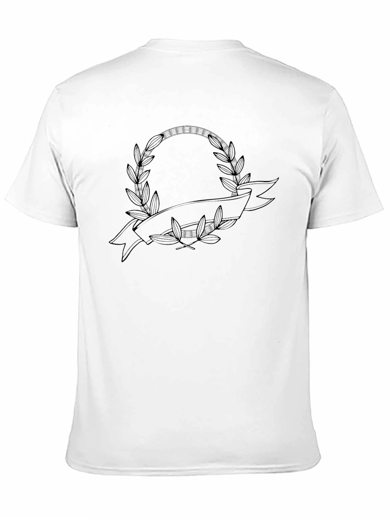 Black Graphic Tee with Laurel Wreath Design