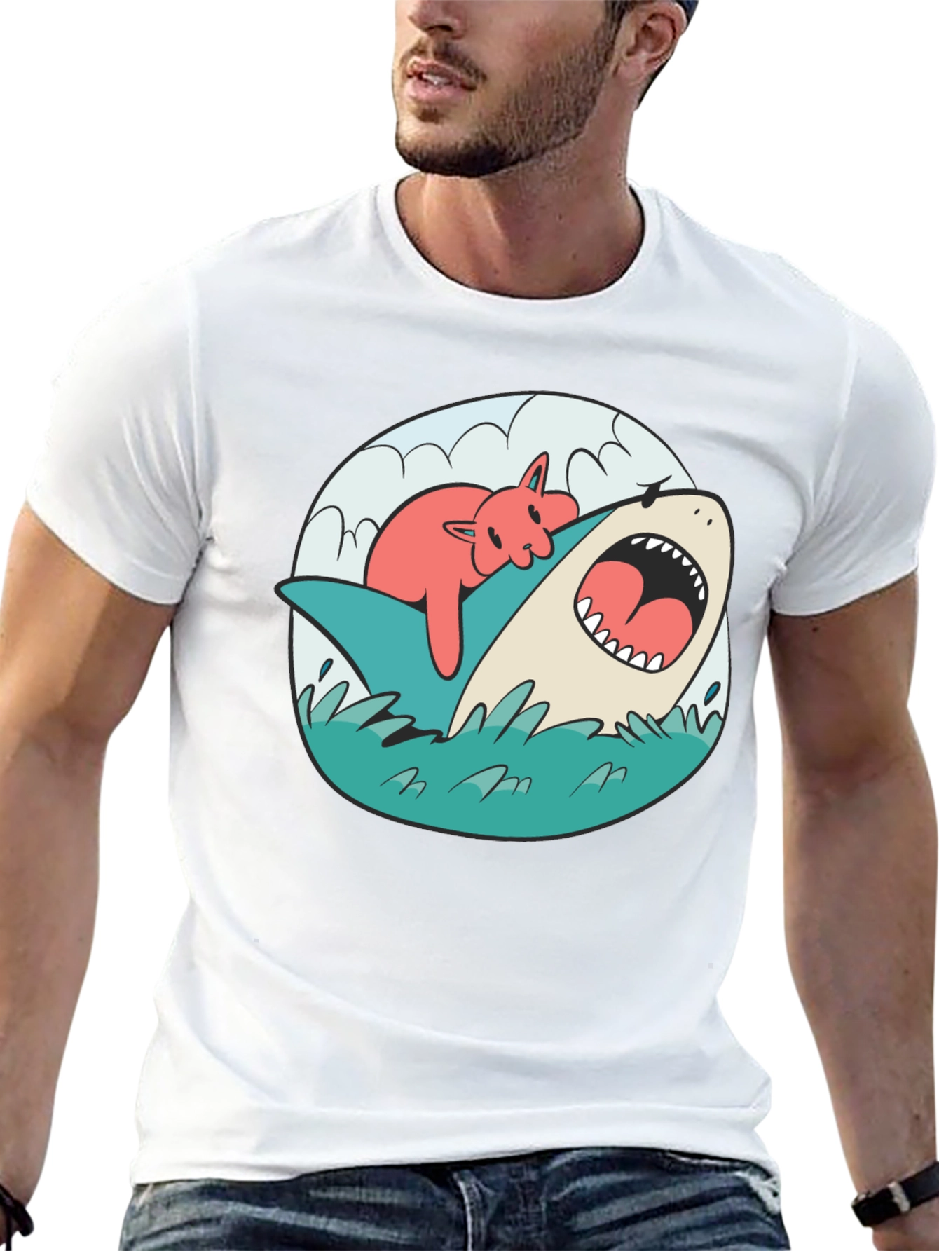 Cat Nap Shark T-Shirt - Funny Graphic Tee