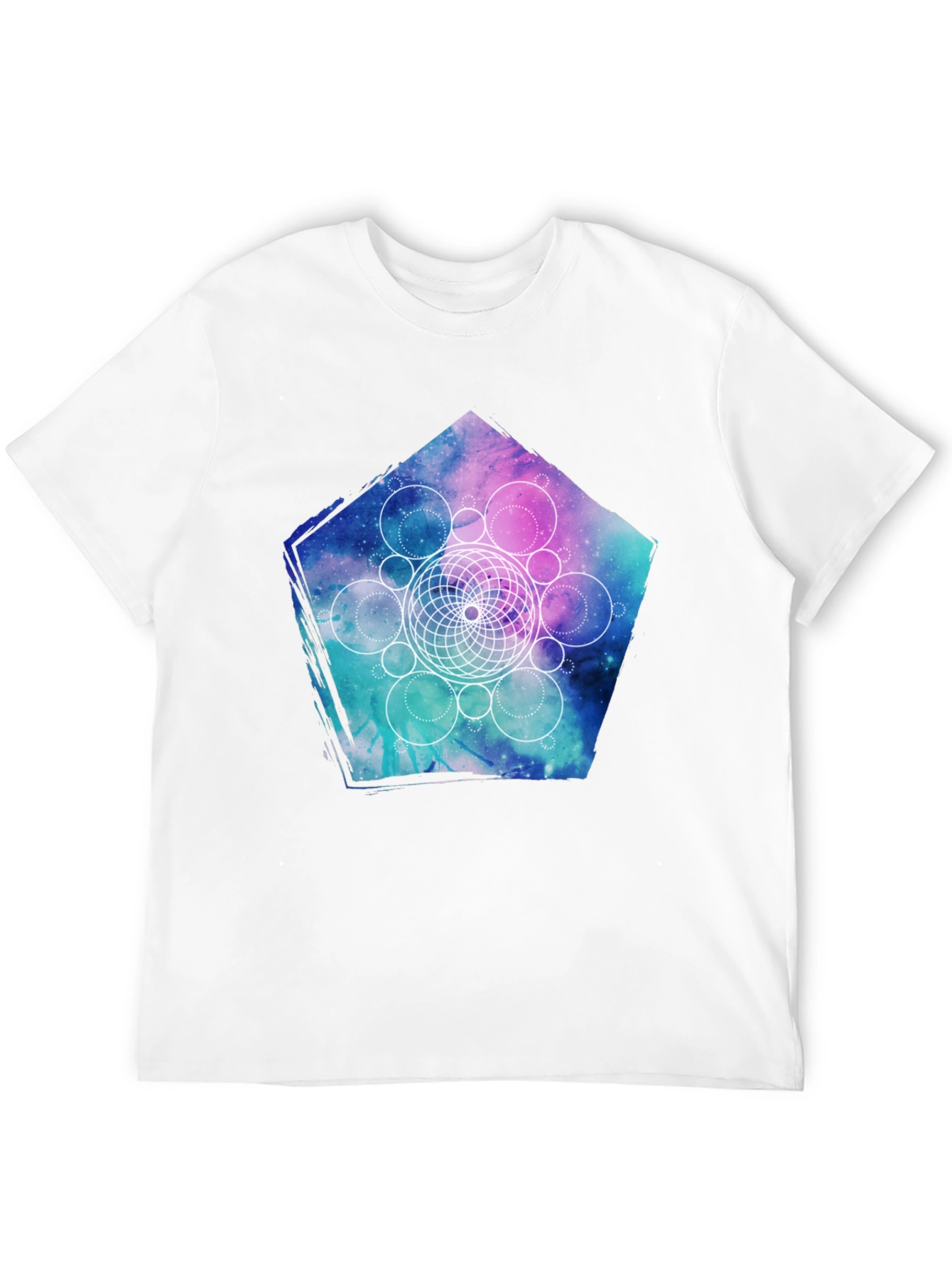 Geometric Galaxy Print Black T-Shirt