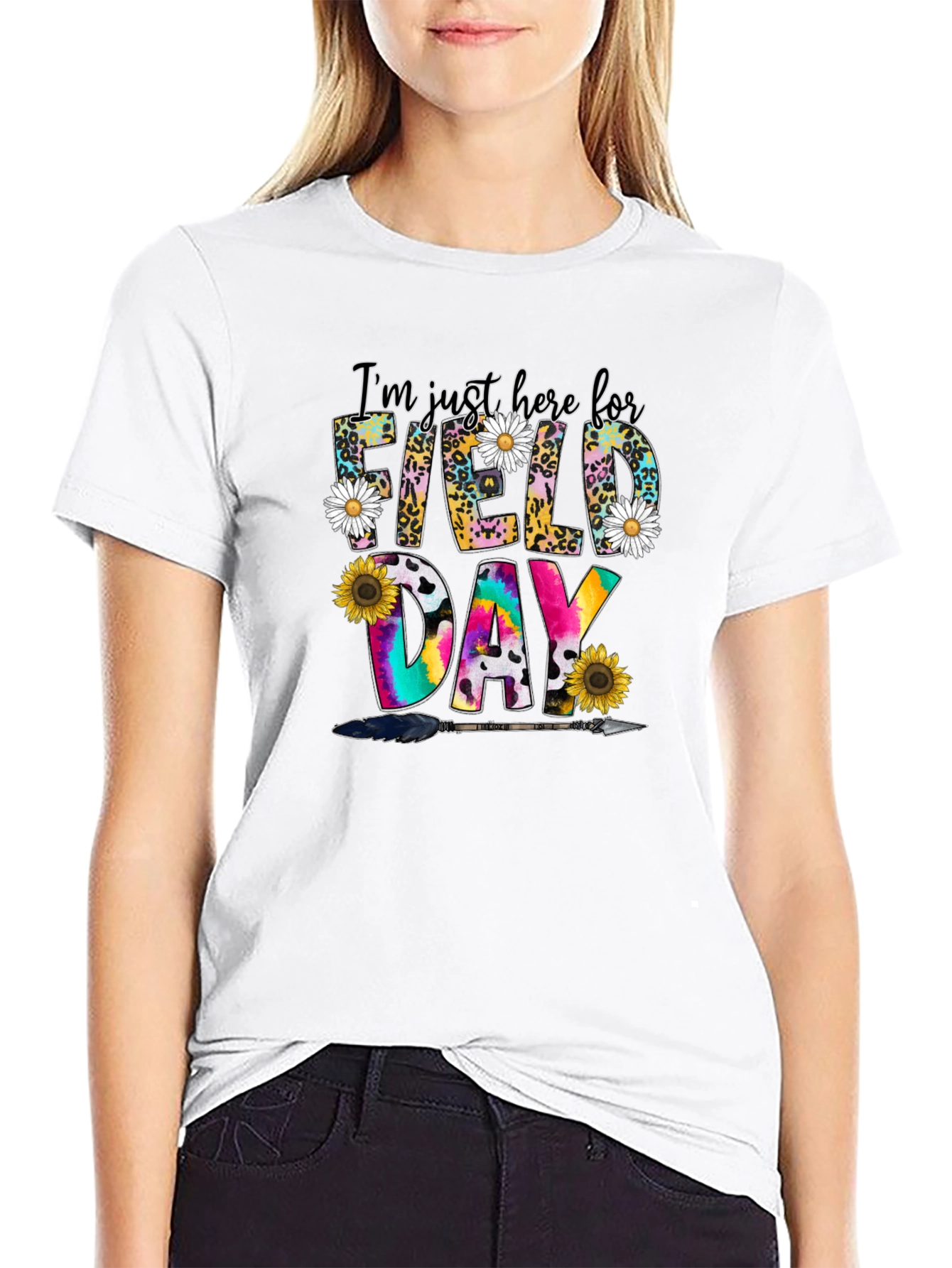 Field Day T-Shirt: Leopard Floral & Tie-Dye Design