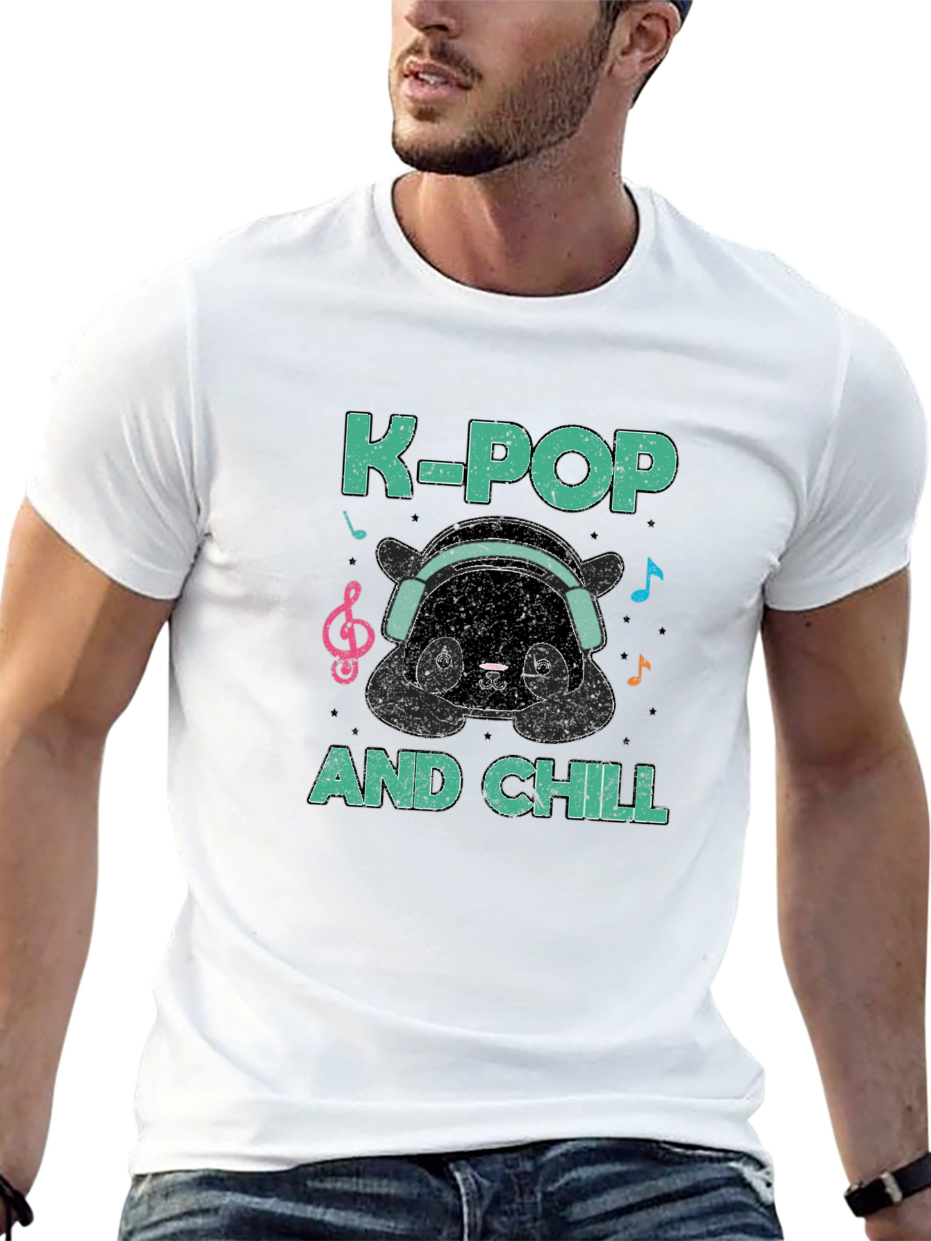 K-Pop and Chill Panda Graphic T-Shirt