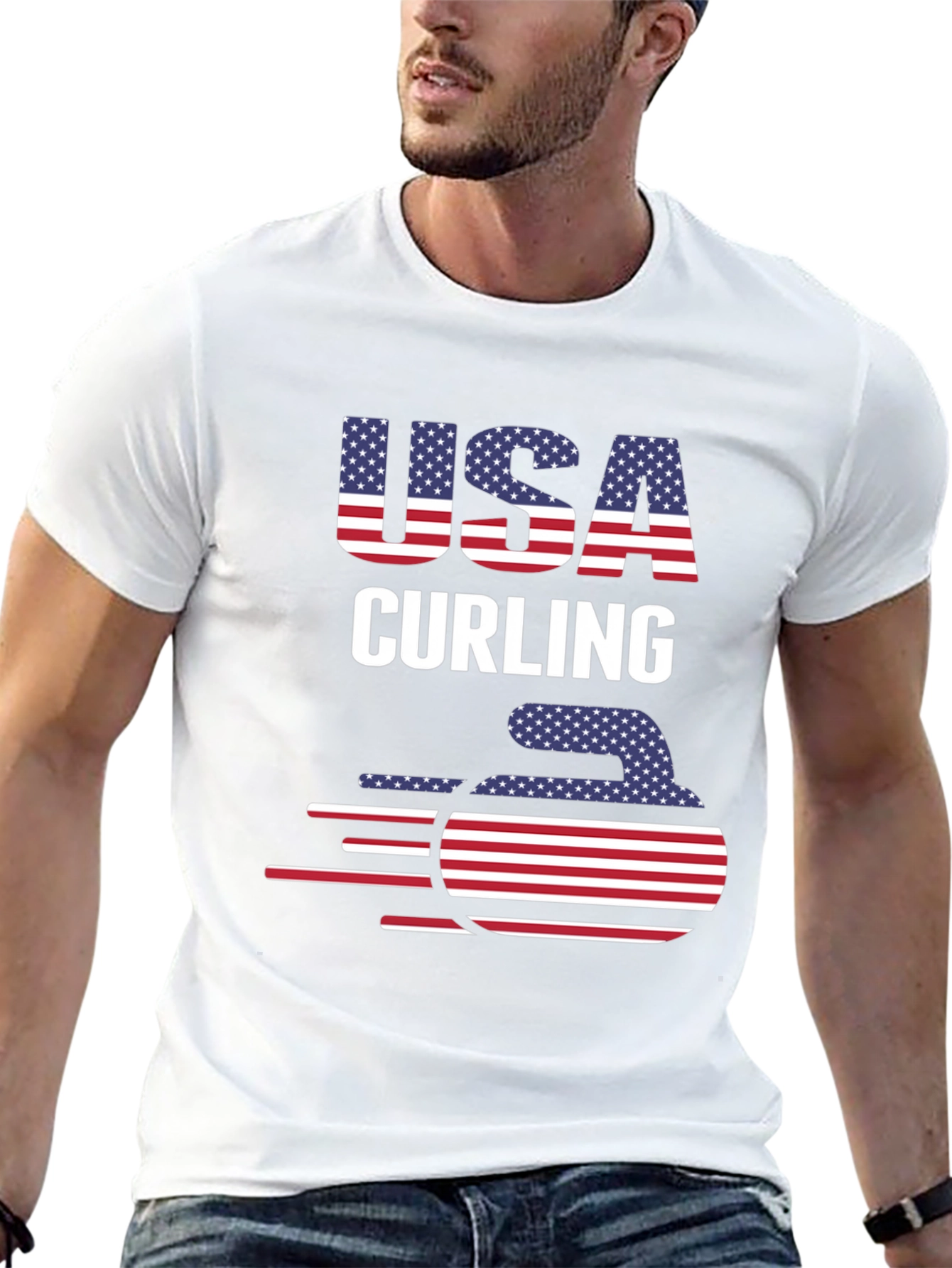 USA Curling Patriotic T-Shirt