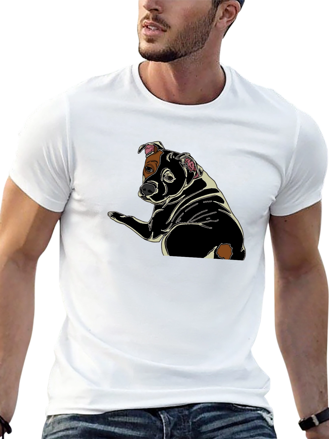 Dog Graphic Print Black T-Shirt