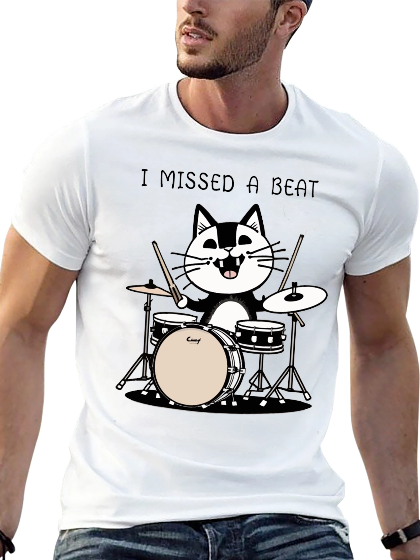 I Missed a Beat Cat Drummer T-Shirt