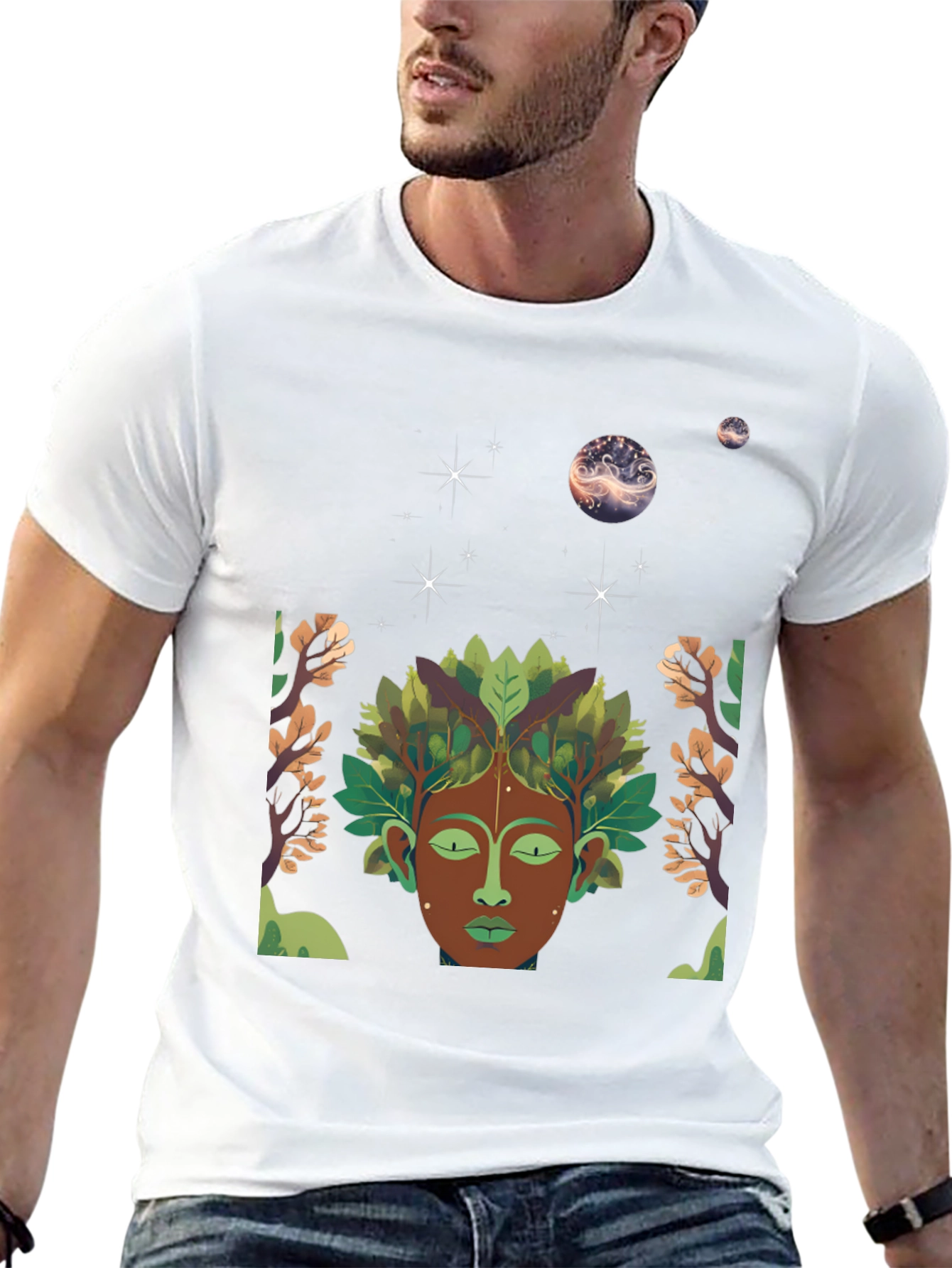Nature Spirit Graphic Tee - Black Cotton Blend
