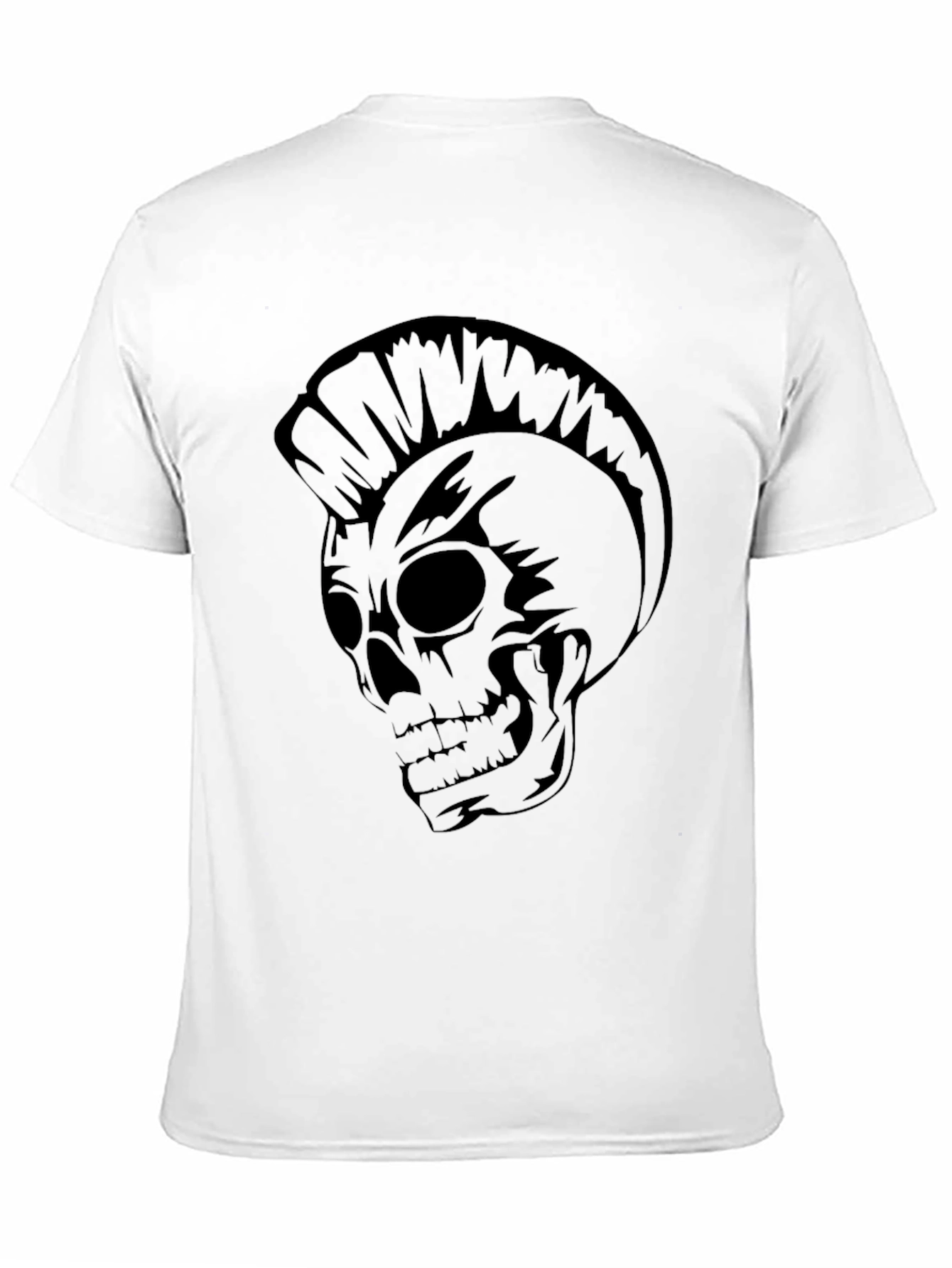 Black Skull Mohawk Graphic Tee - Edgy Style