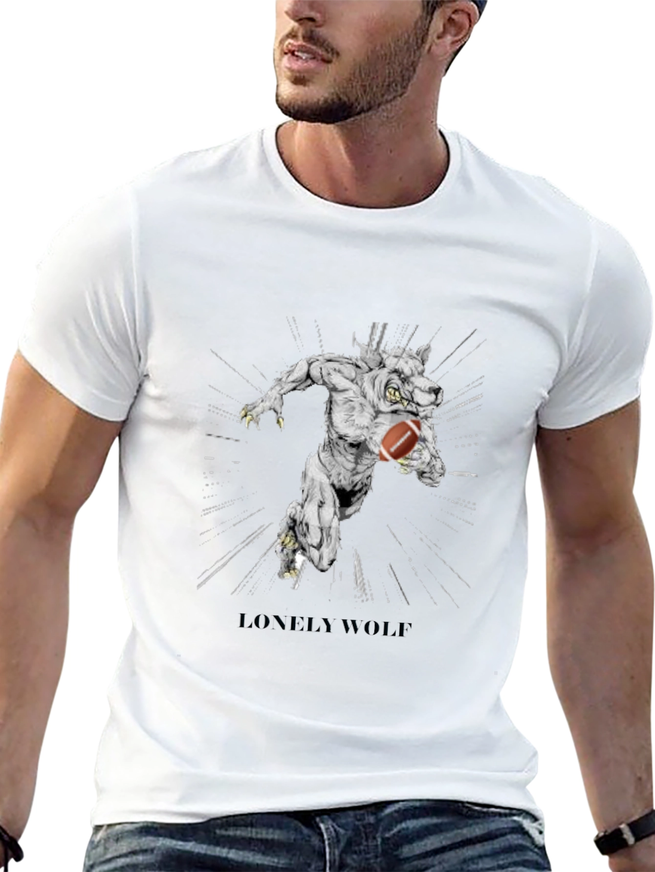 Lonely Wolf Football T-Shirt