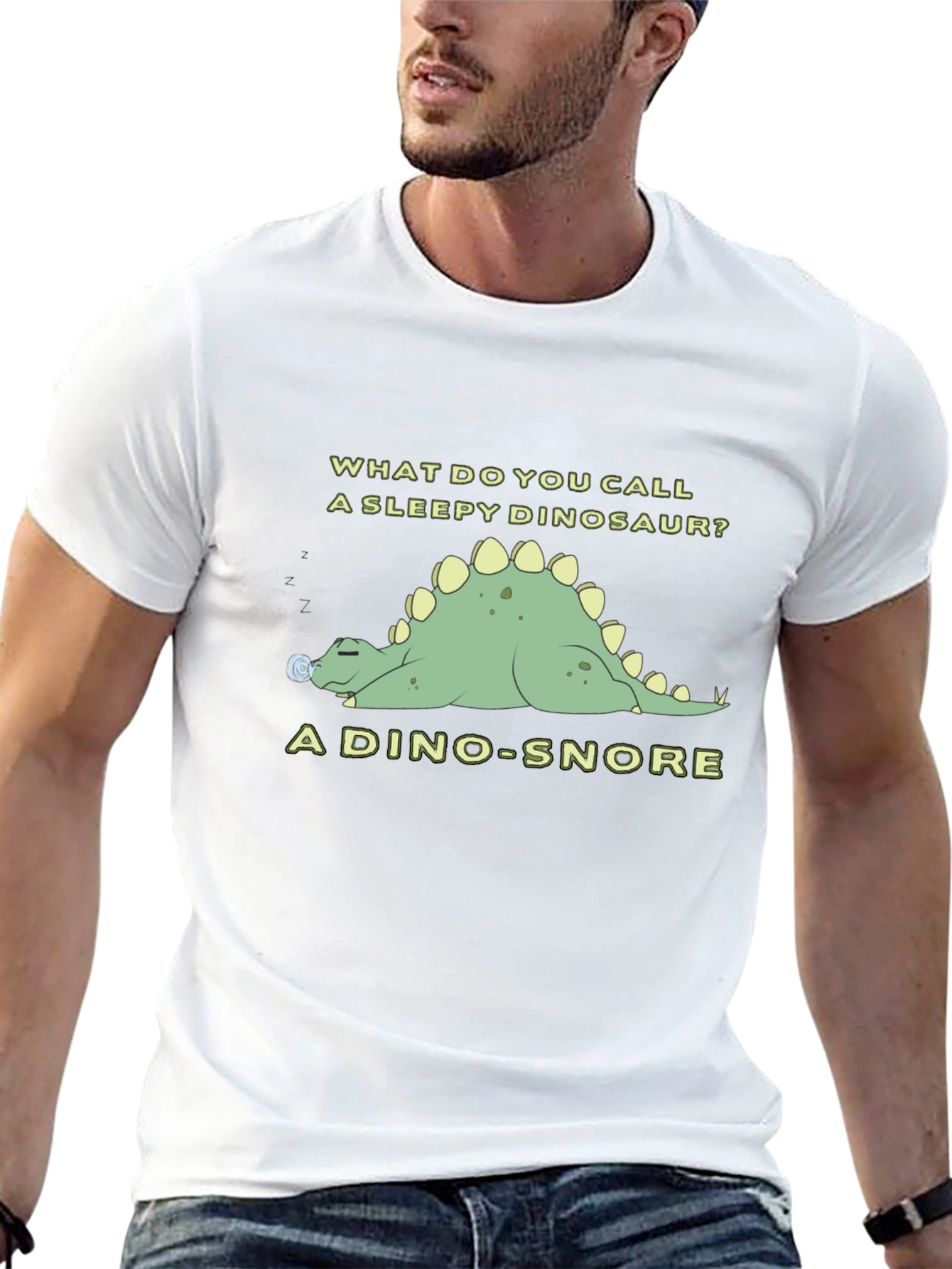 Dino-Snore T-Shirt - Sleepy Dinosaur Pun Tee
