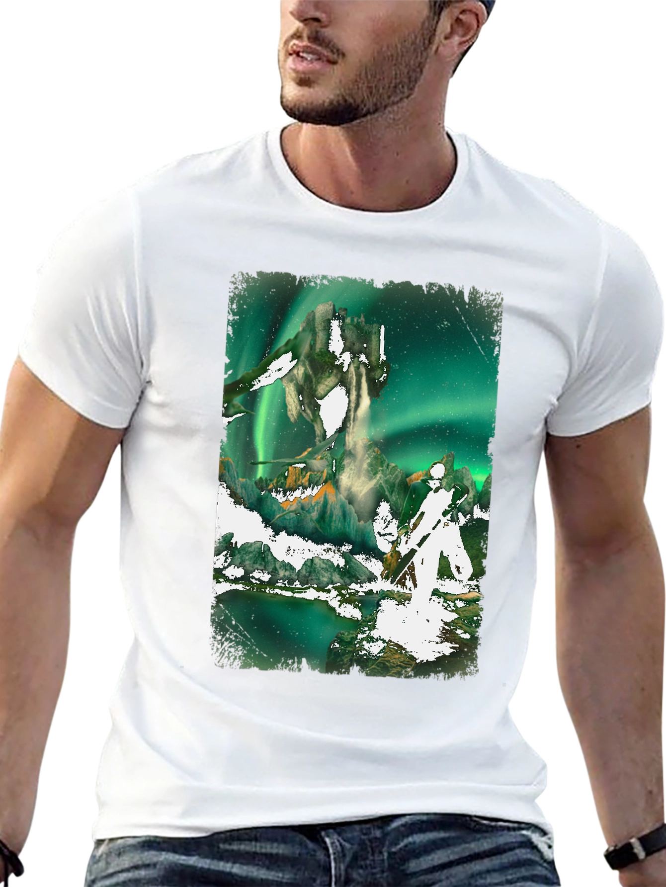Aurora Borealis Fantasy Graphic Tee - Black