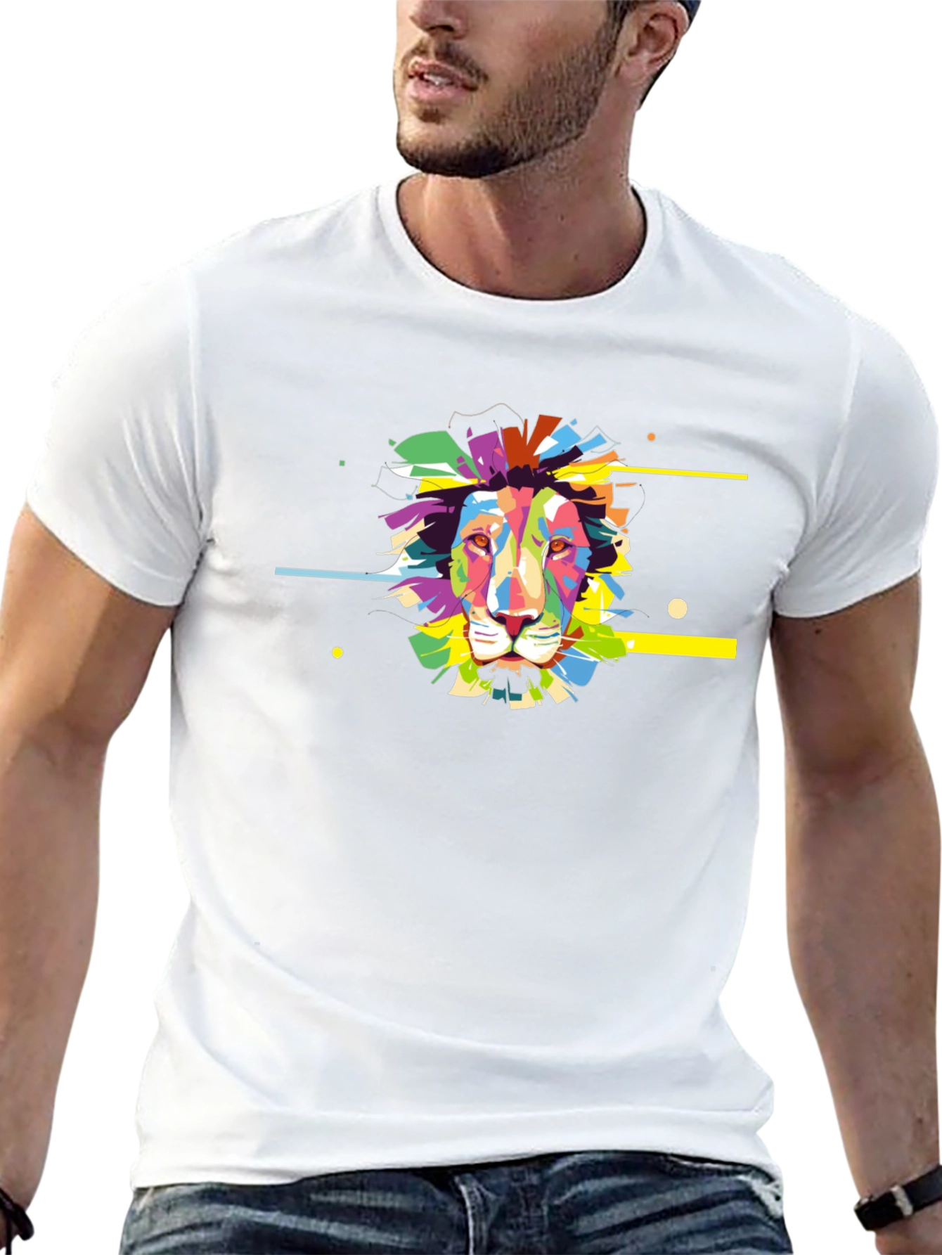 Vibrant Lion Graphic Black T-Shirt