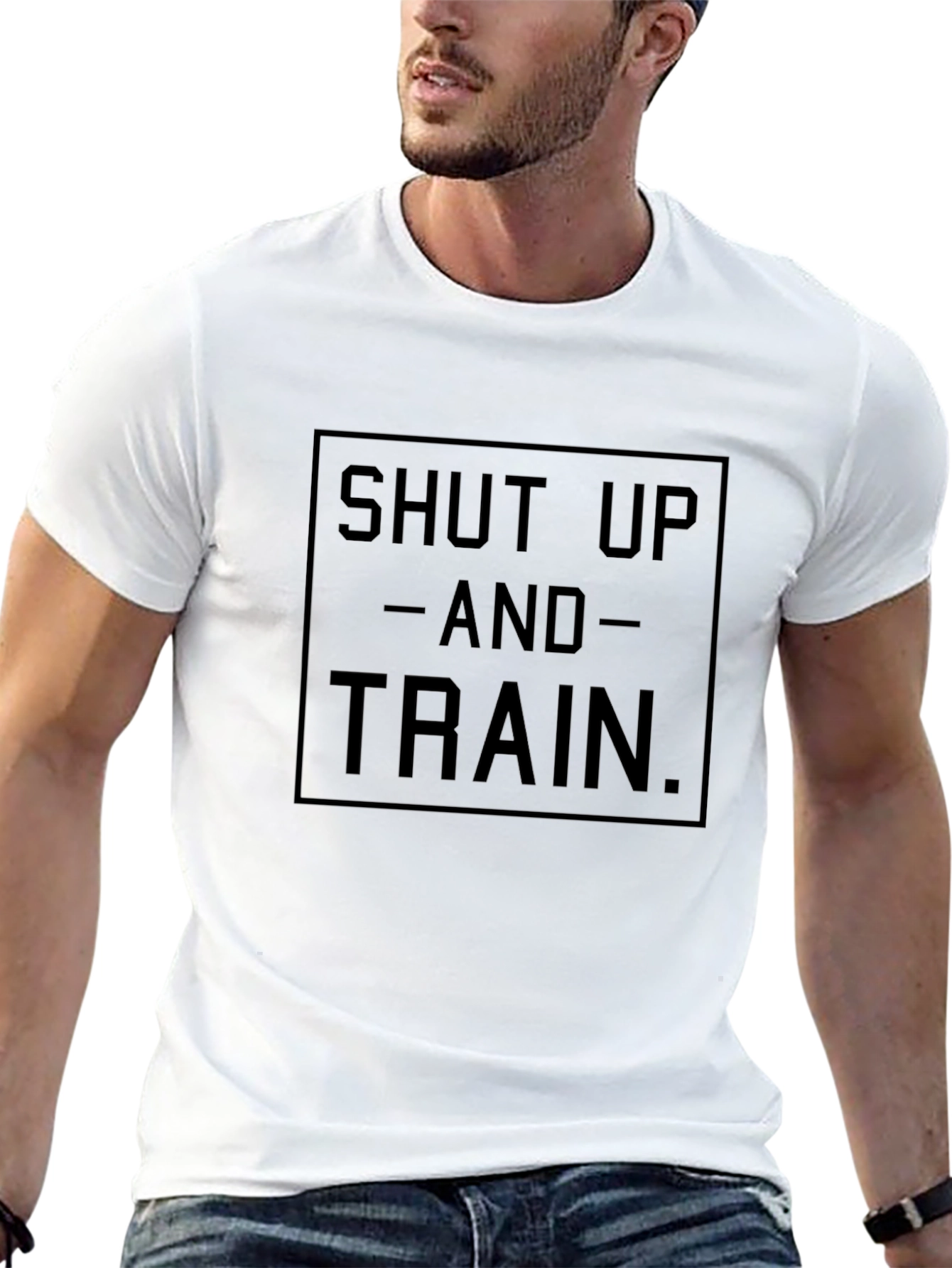 Shut Up and Train Black T-Shirt Motivational Gym