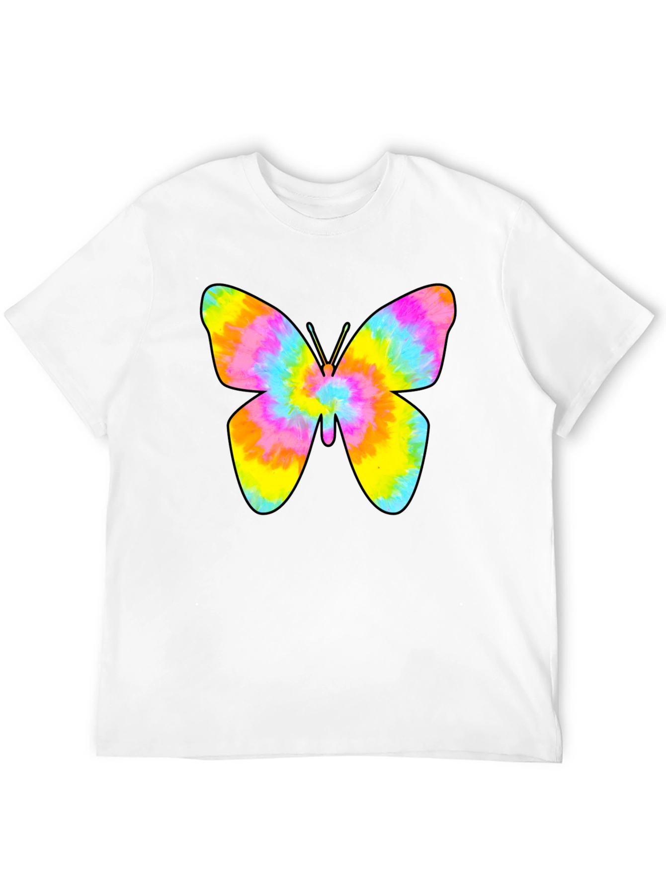 Tie Dye Butterfly Graphic Black T-Shirt