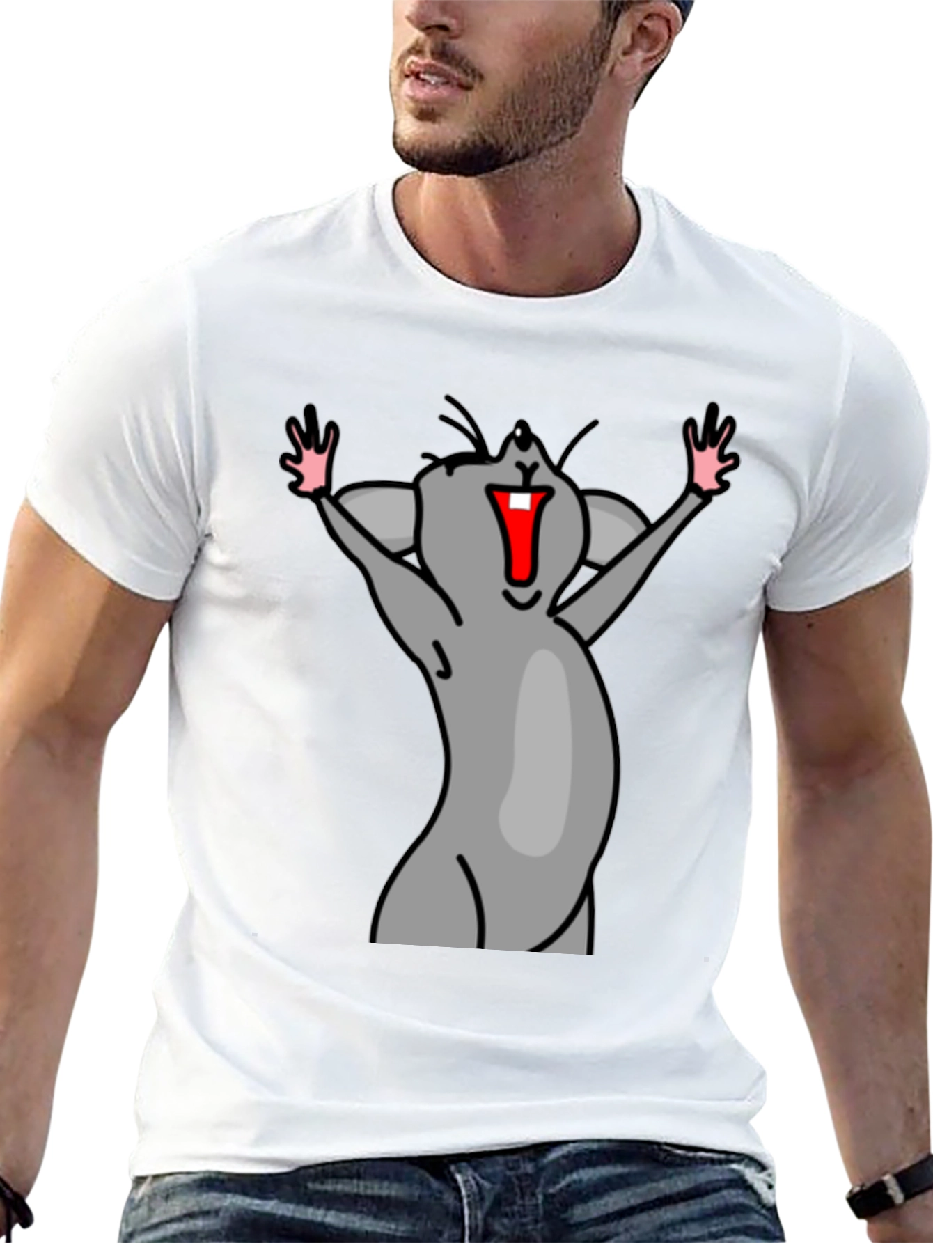 Funny Mouse Cartoon Black T-Shirt