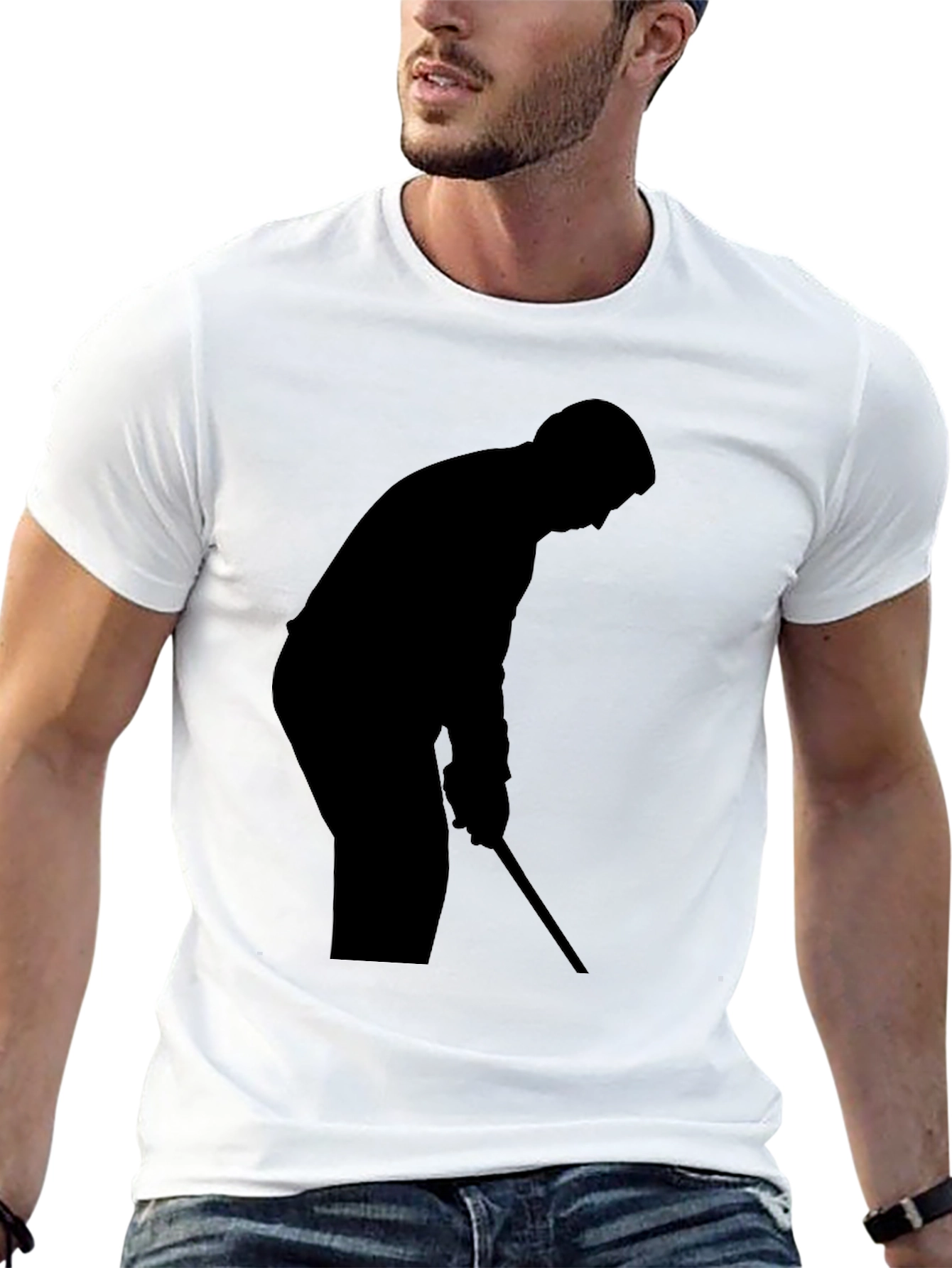 Golfer Silhouette Black T-Shirt