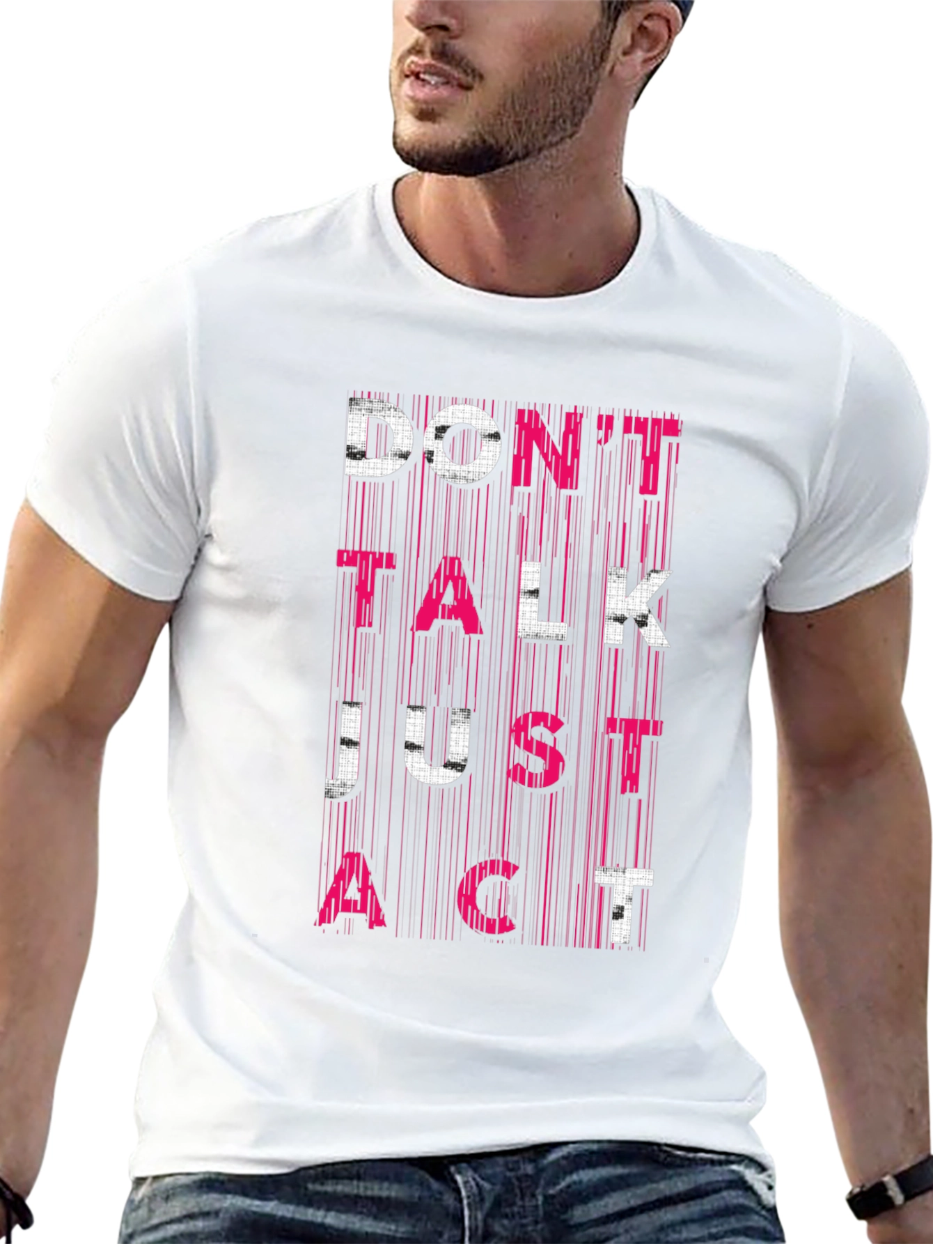 Dont Talk Just Act Mens Black Graphic Tee