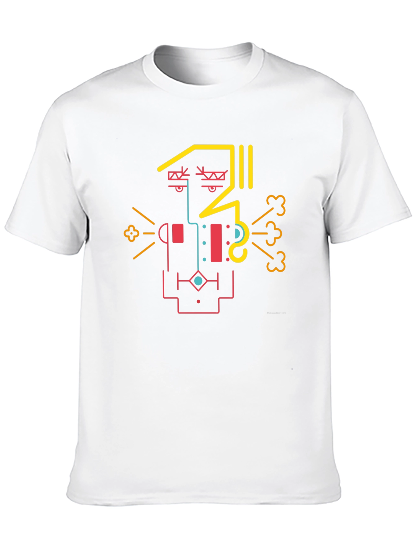 Abstract Geometric Face Graphic Tee - Black