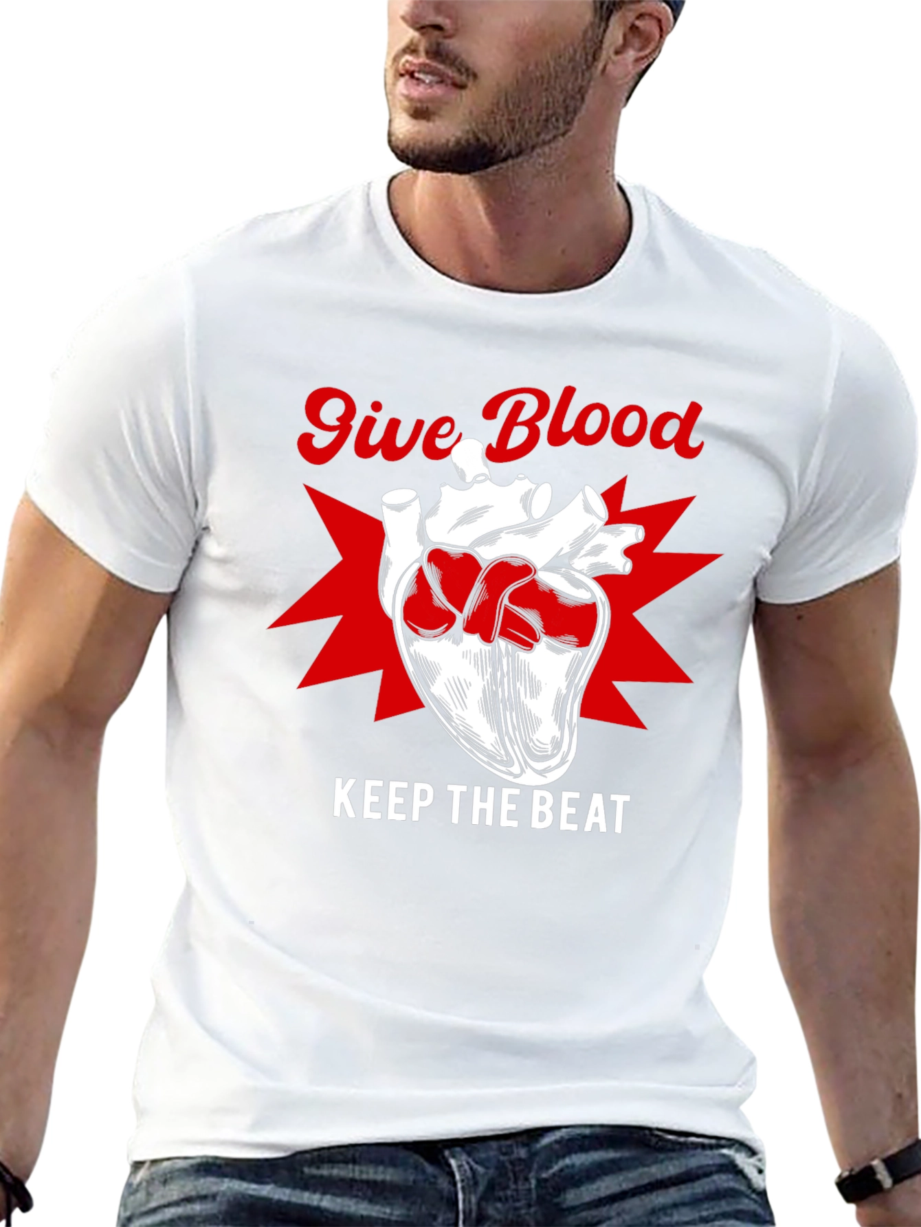 Give Blood Keep The Beat Graphic Tee