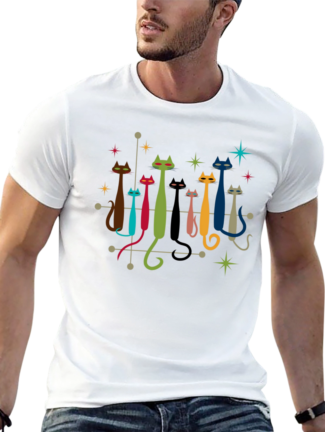 Retro Cat T-Shirt - Atomic Style