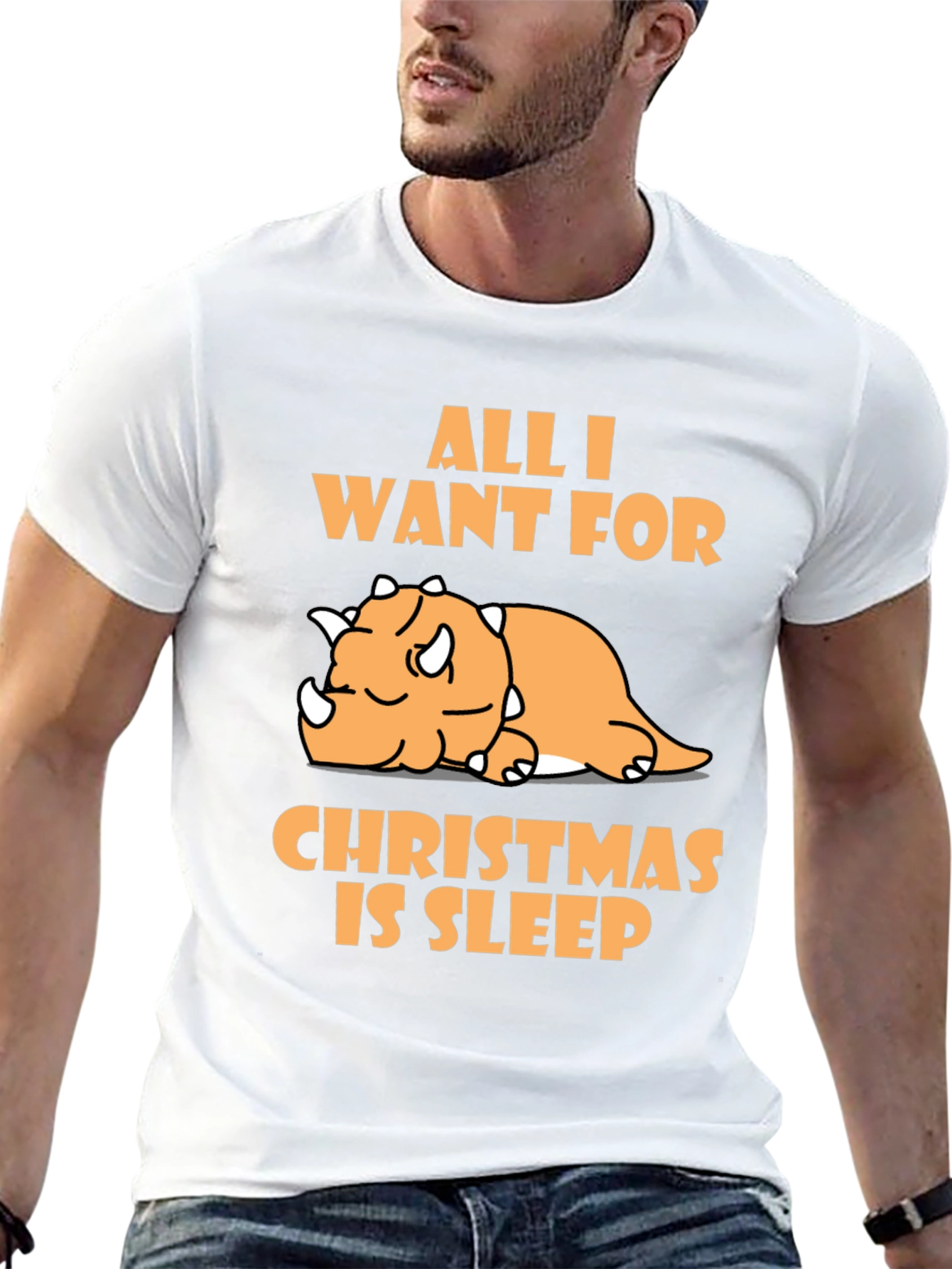 Sleepy Dino Christmas T-Shirt