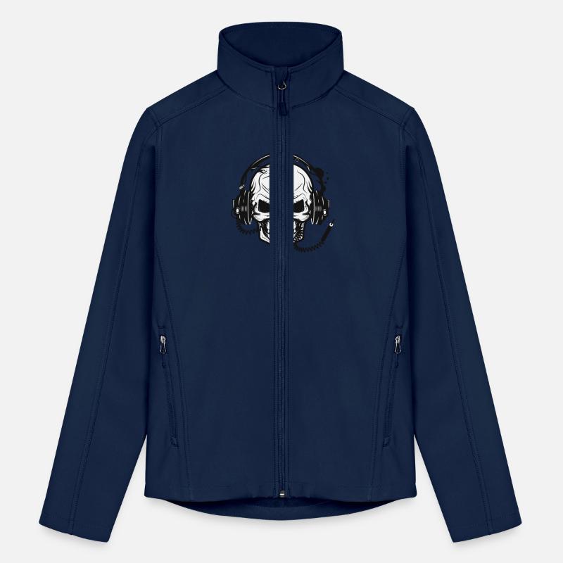 Skull with headphones black and white drawing