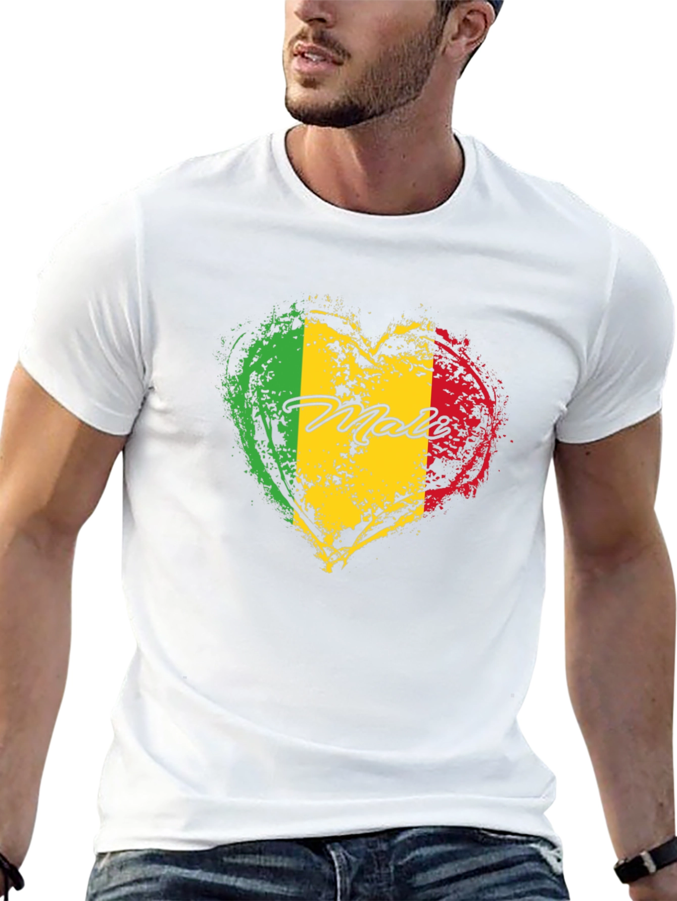 Mali Flag Heart T-Shirt - Black Cotton Tee