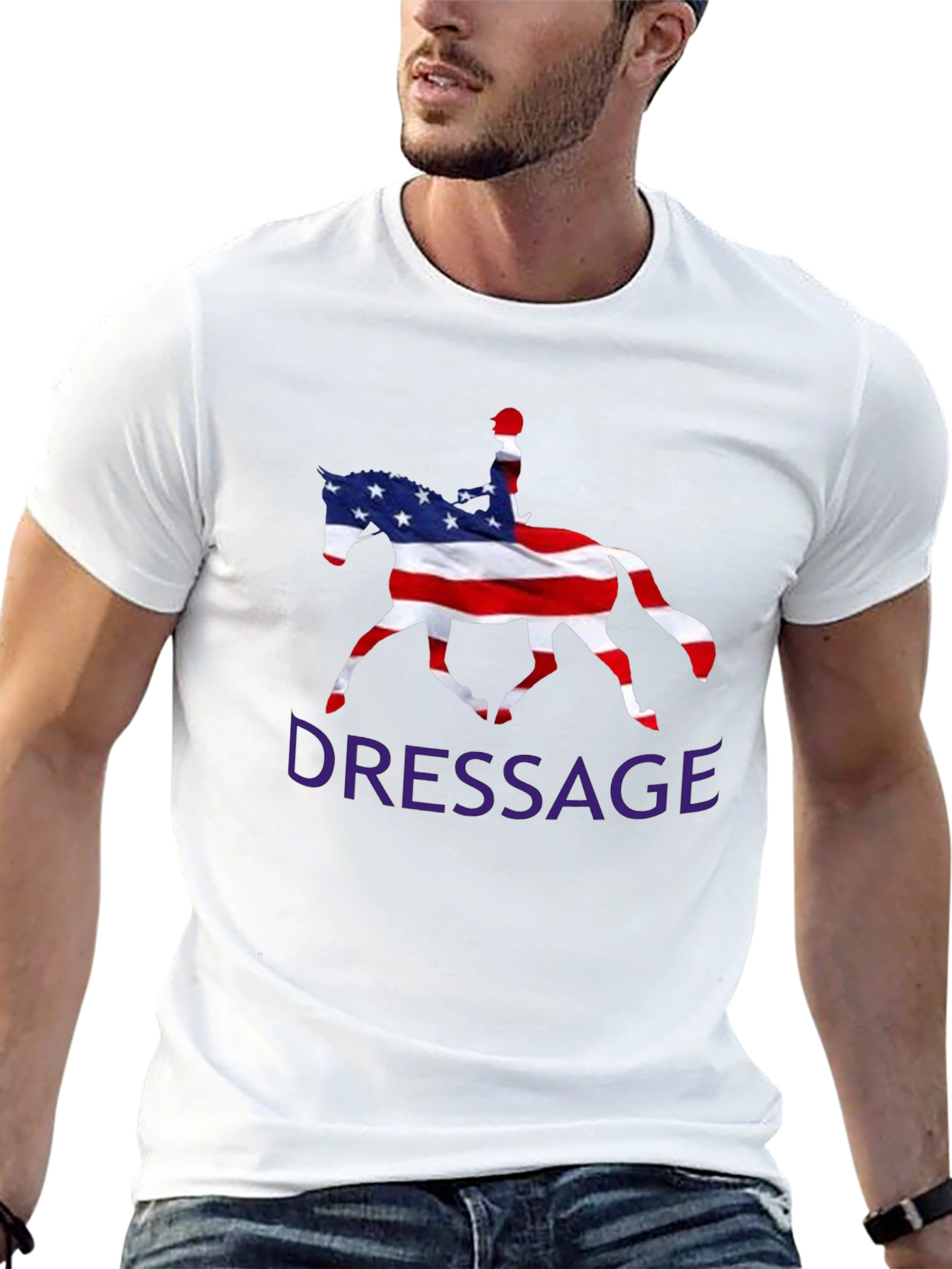 American Flag Dressage Horse Graphic Tee