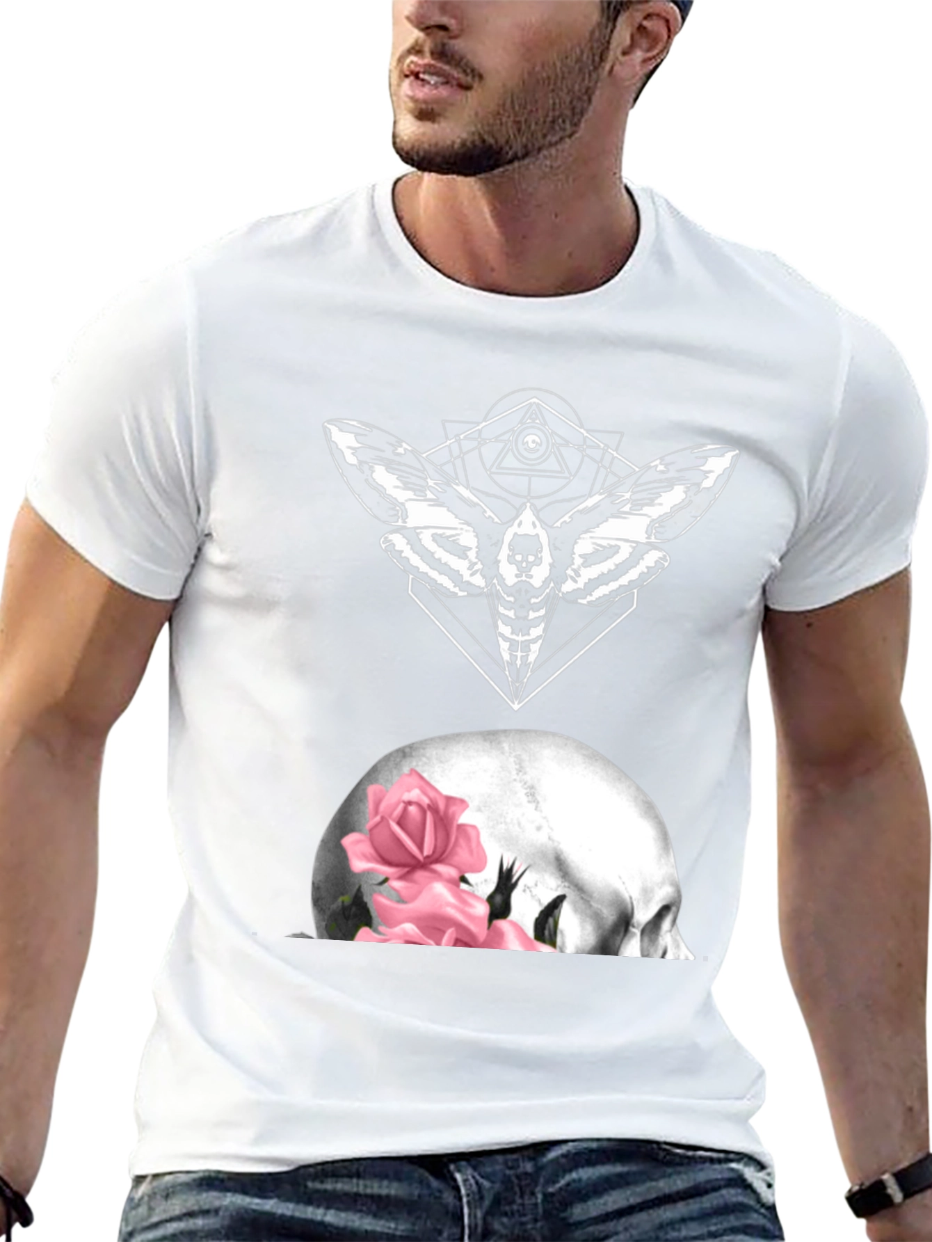 Moth and Skull Rose Graphic Tee