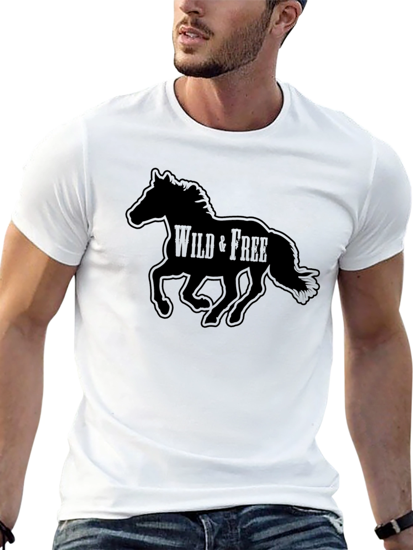 Wild & Free Black Horse Graphic T-Shirt