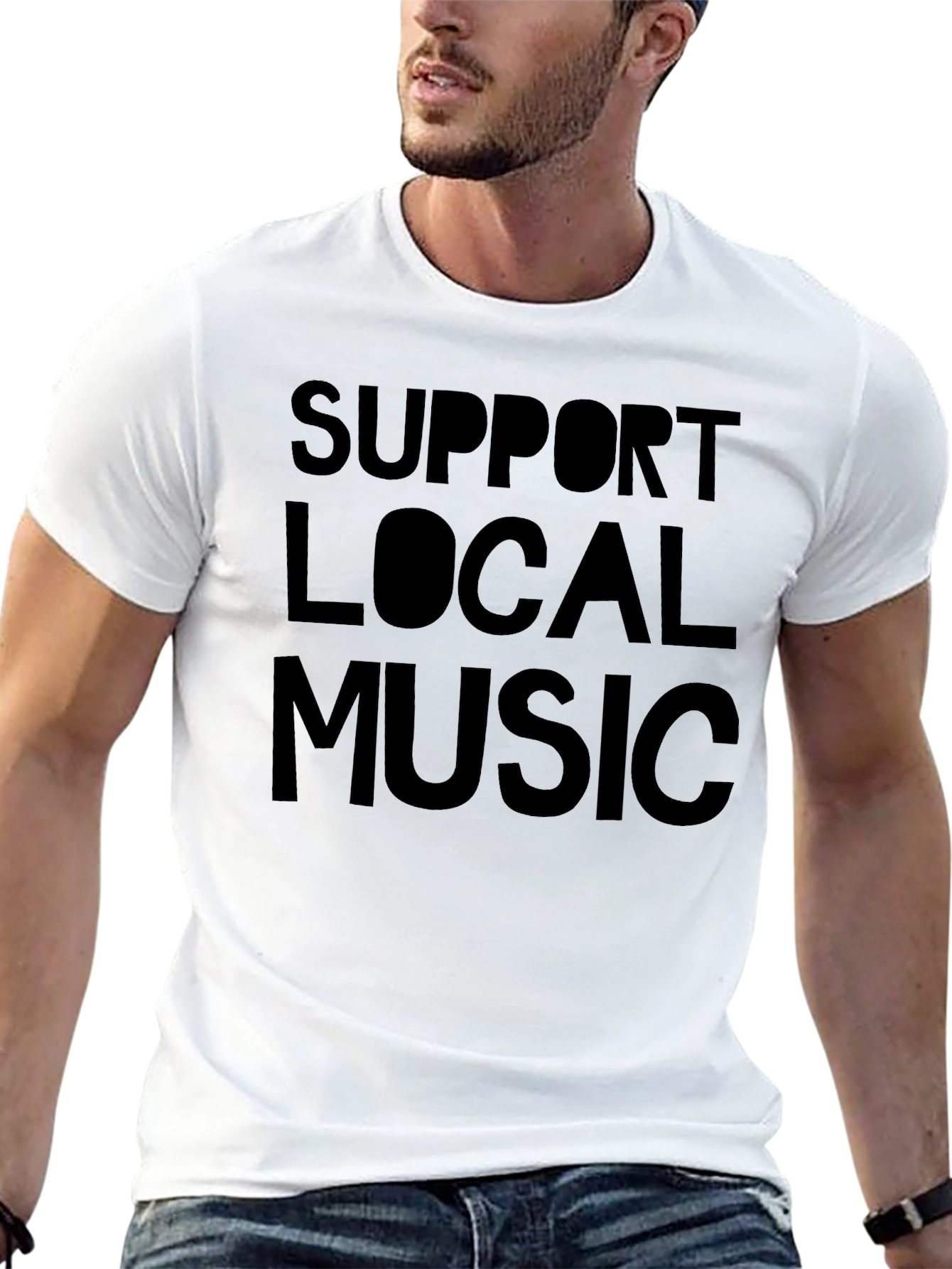 Support Local Music Black Crew Neck T-Shirt