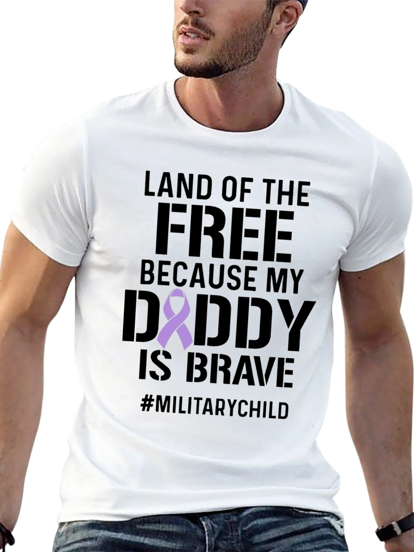 Military Child T-Shirt: Land of the Free Brave Daddy