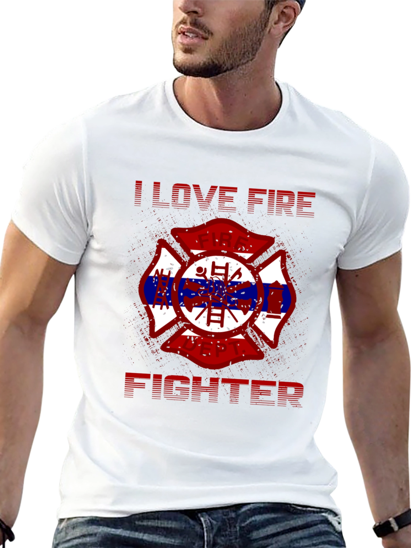I Love Firefighter Graphic T-Shirt