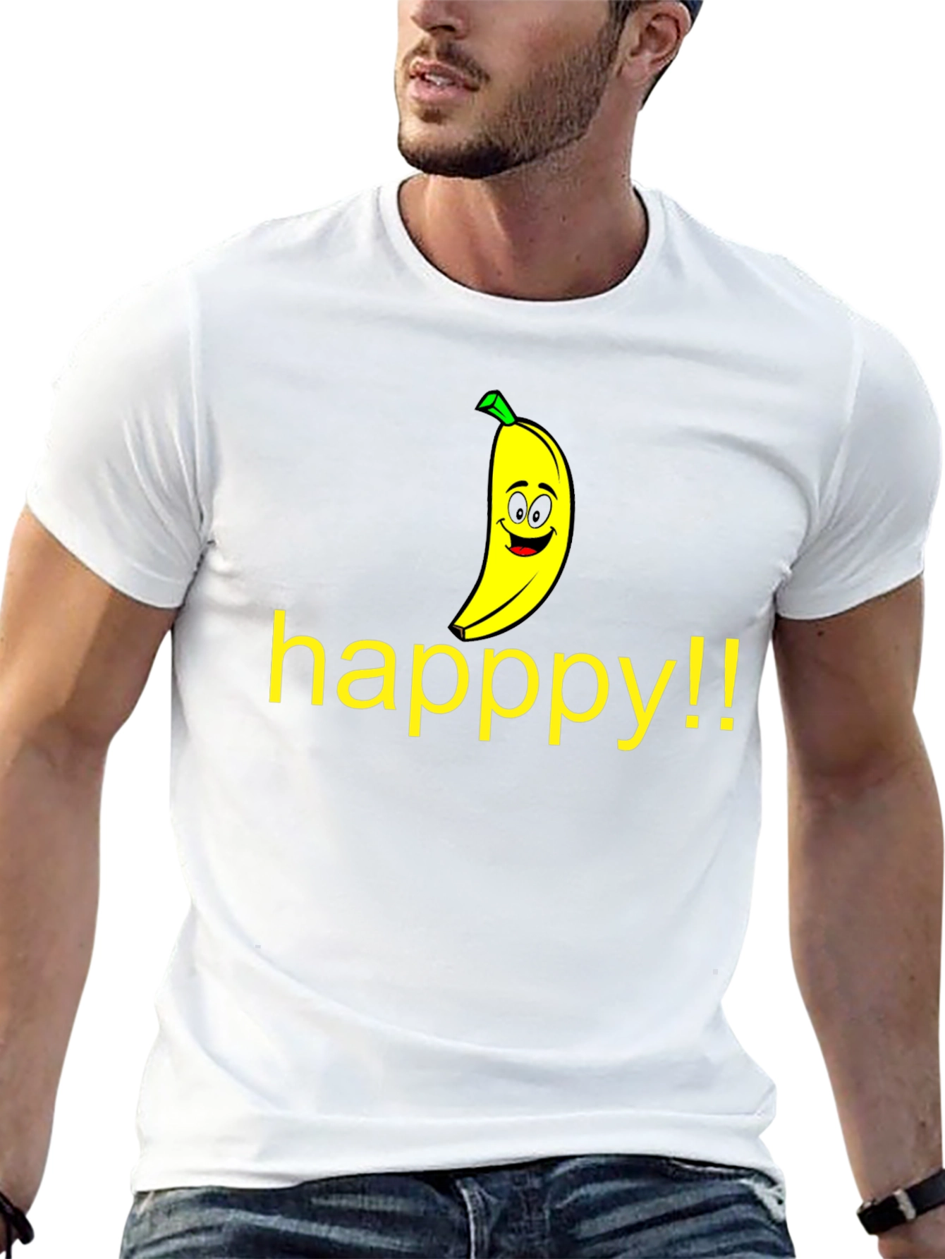 Happy Banana Graphic Tee - Unisex Black T-Shirt