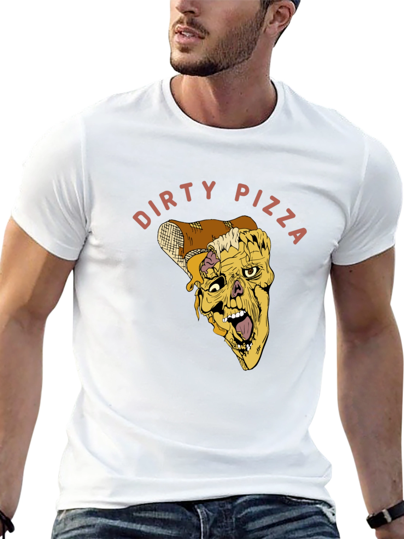 Dirty Pizza Graphic Tee - Black Cotton T-Shirt